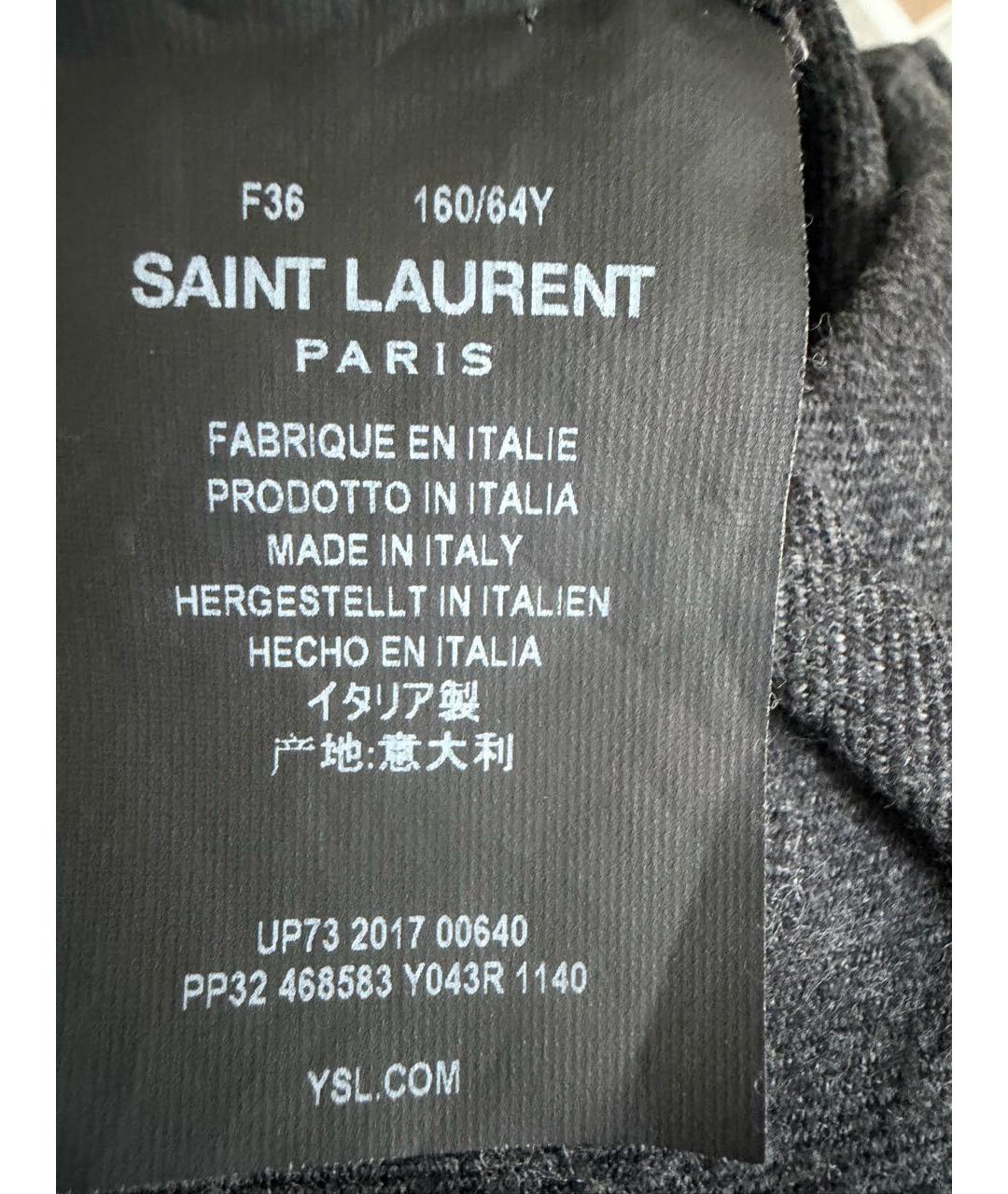 SAINT LAURENT Антрацитовые шерстяные брюки узкие, фото 5