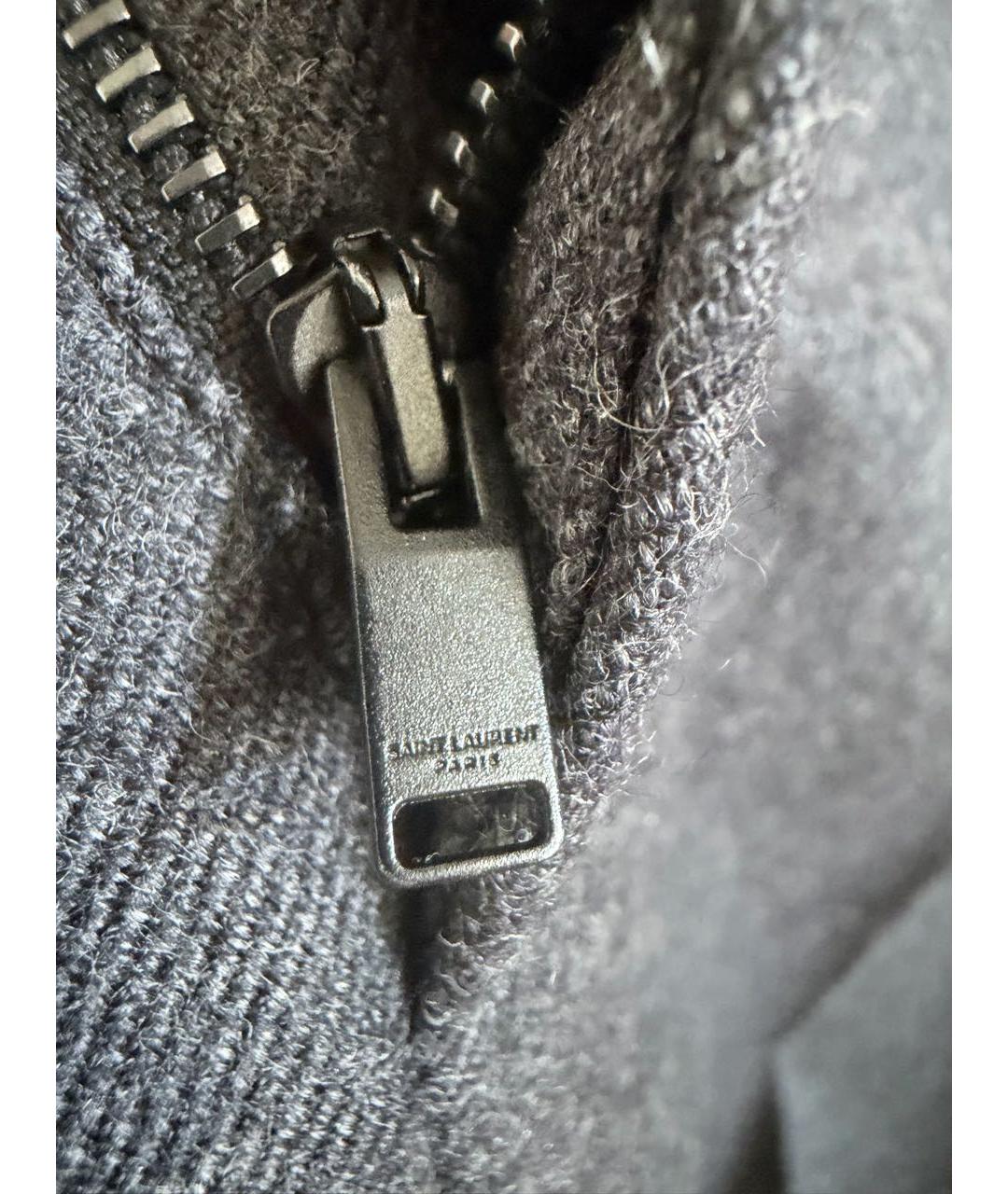 SAINT LAURENT Антрацитовые шерстяные брюки узкие, фото 4
