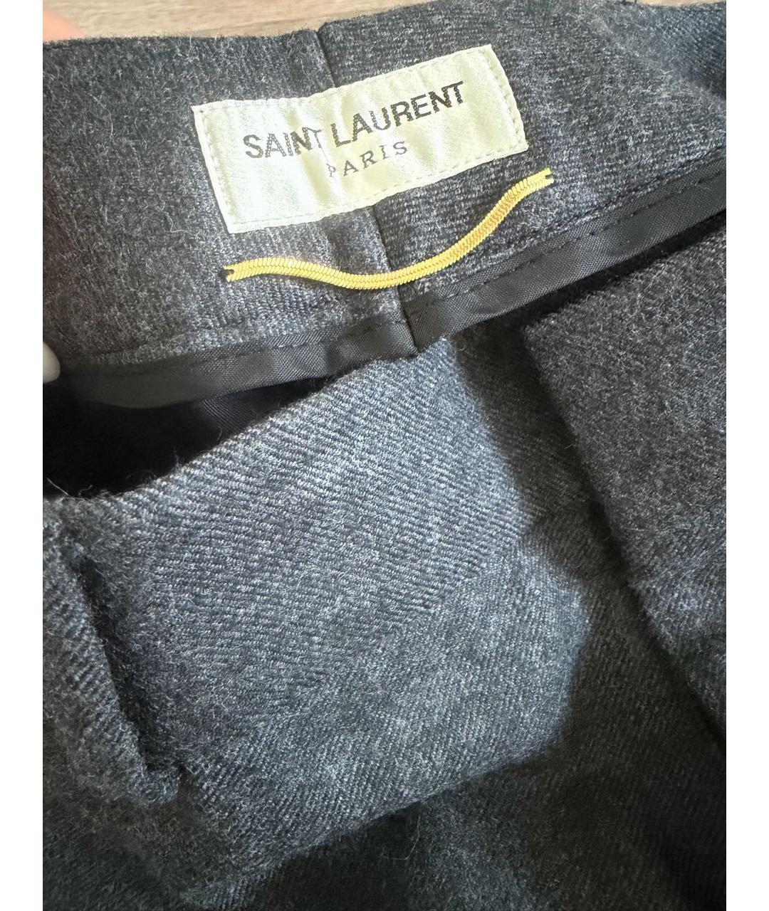 SAINT LAURENT Антрацитовые шерстяные брюки узкие, фото 3