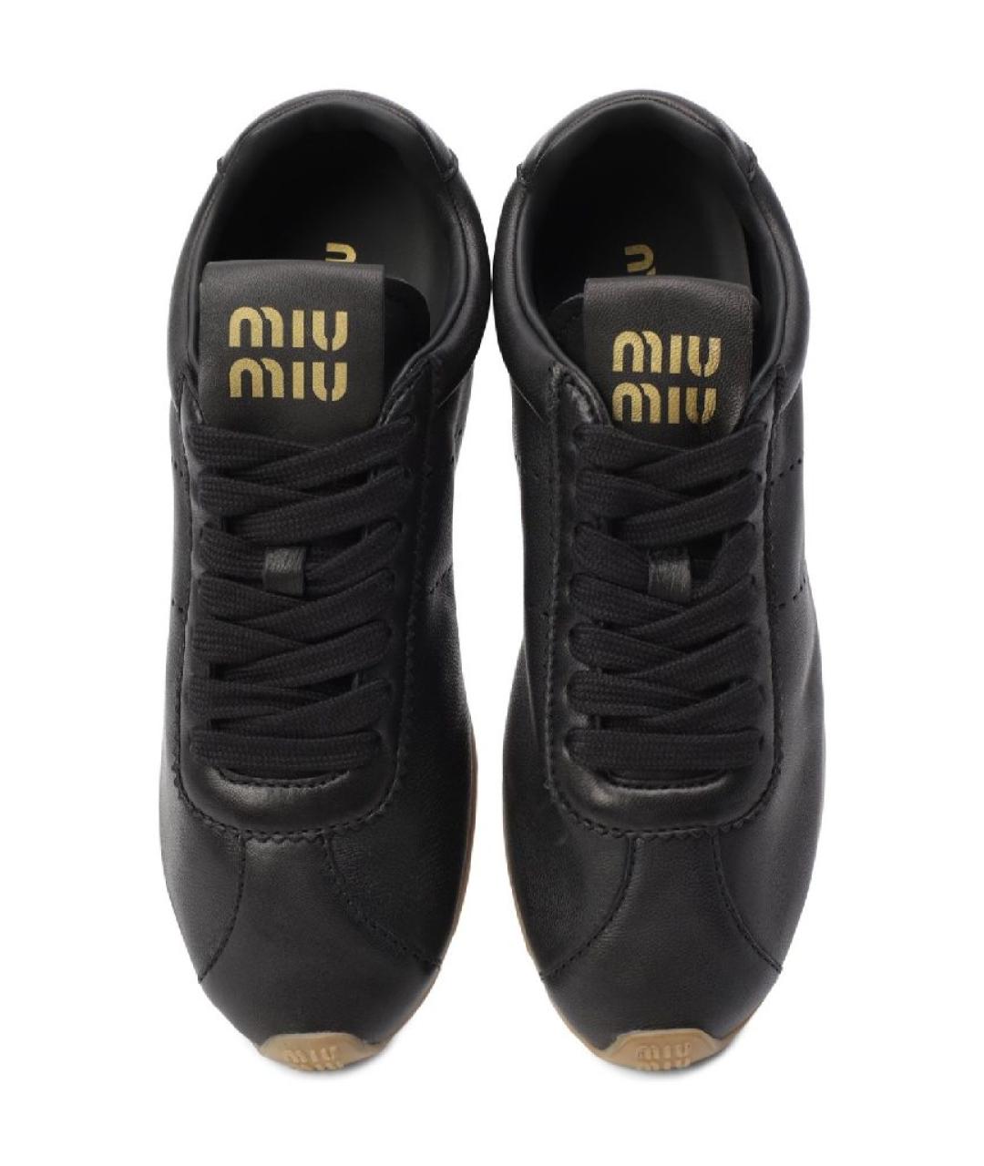MIU MIU Черные кожаные кеды, фото 2