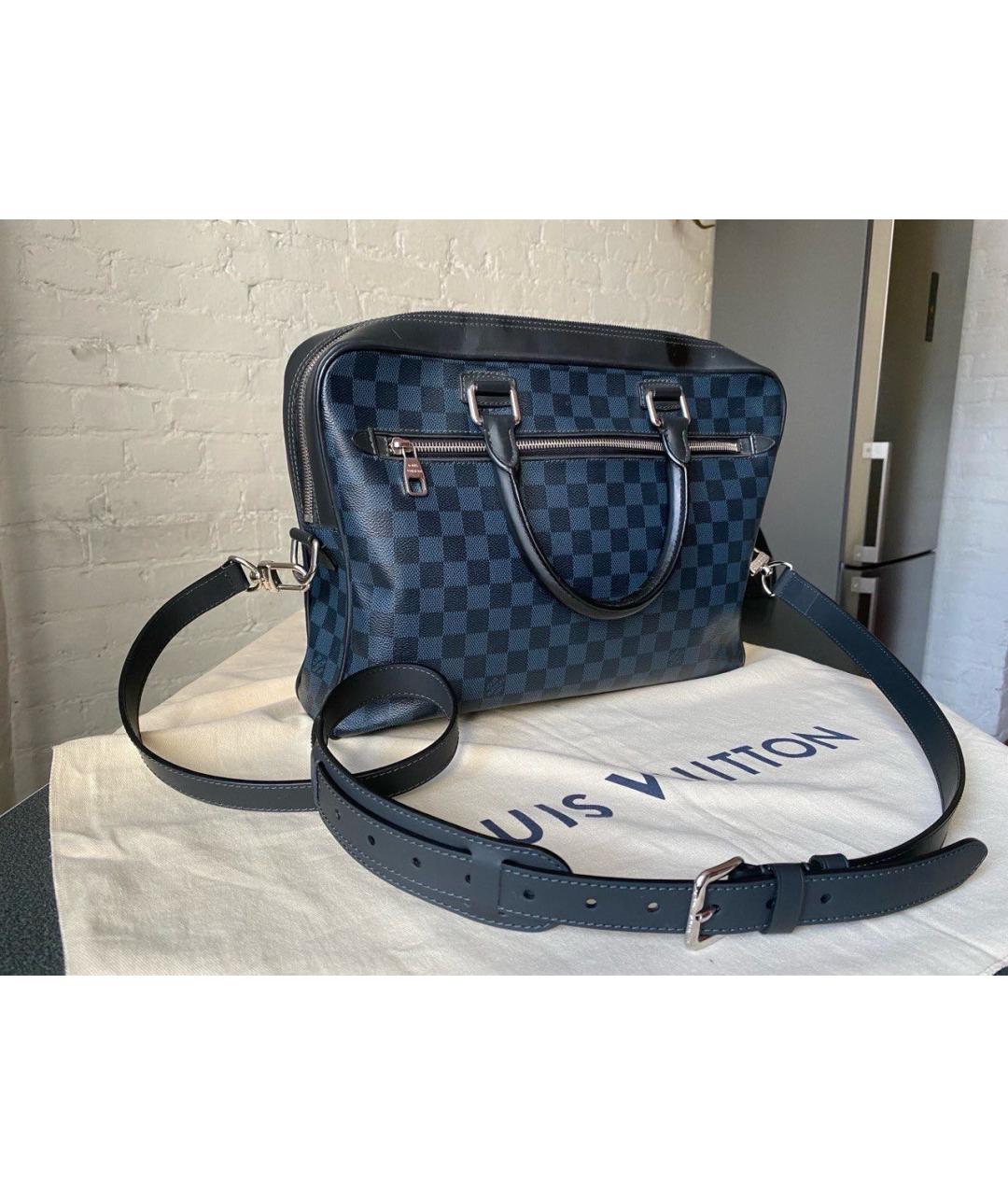 LOUIS VUITTON Черный кожаный портфель, фото 2