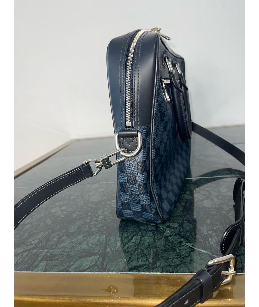 LOUIS VUITTON Черный кожаный портфель, фото 6