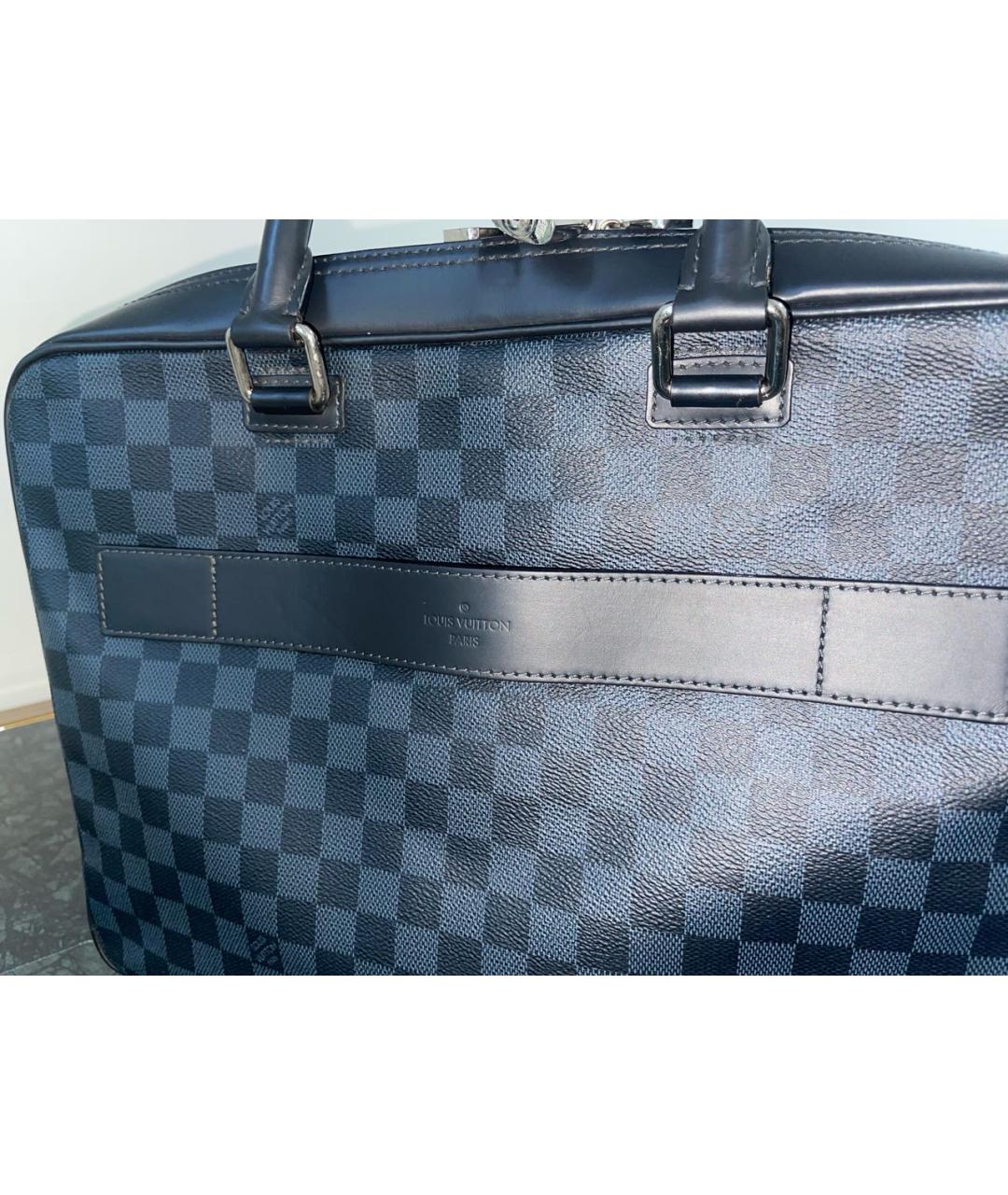 LOUIS VUITTON Черный кожаный портфель, фото 8