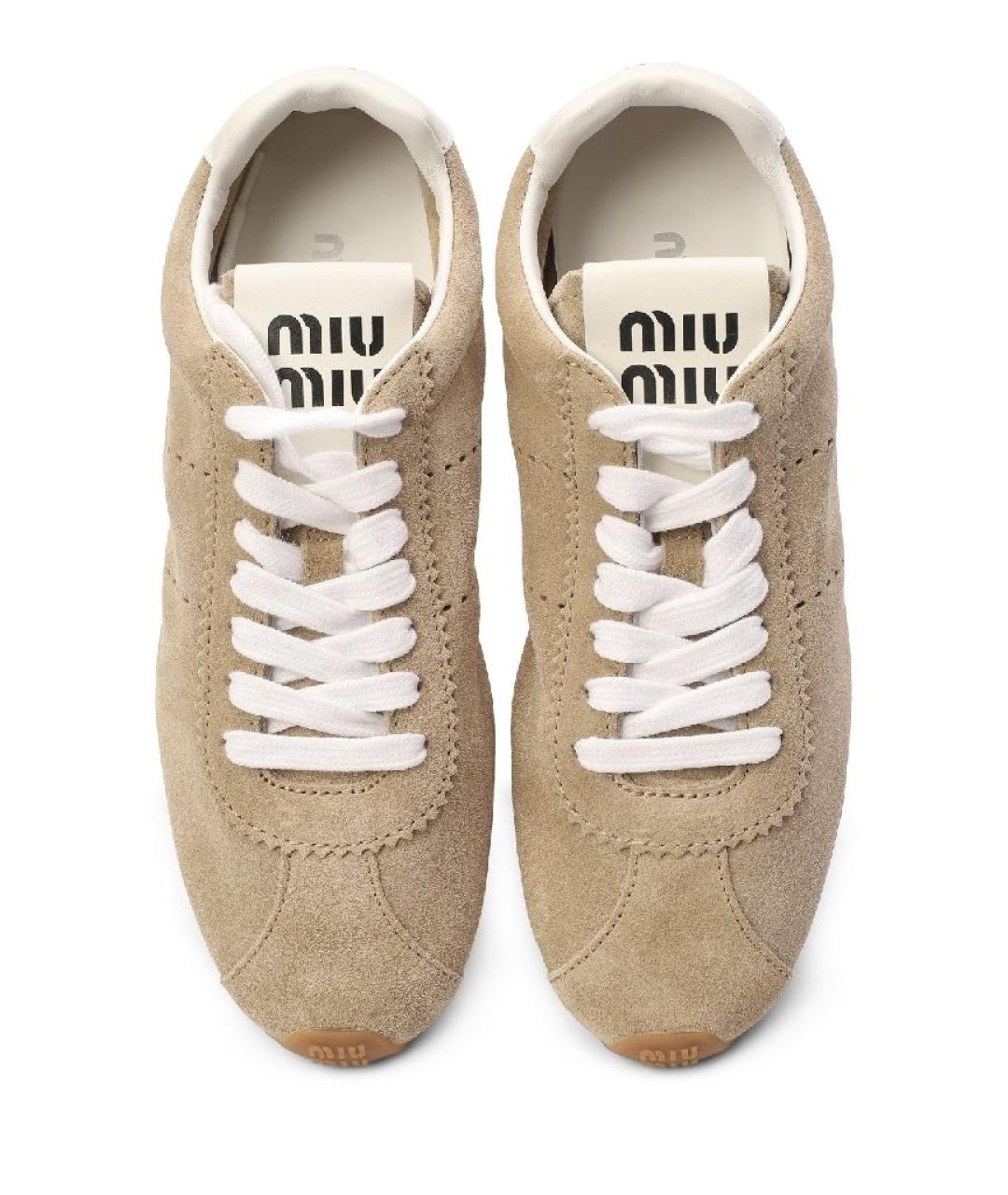 MIU MIU Бежевые замшевые кеды, фото 2
