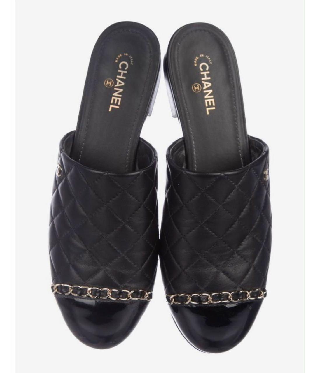 CHANEL Черные кожаные мюли, фото 2