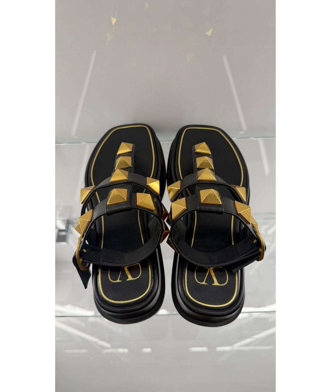 VALENTINO Черные кожаные босоножки, фото 3