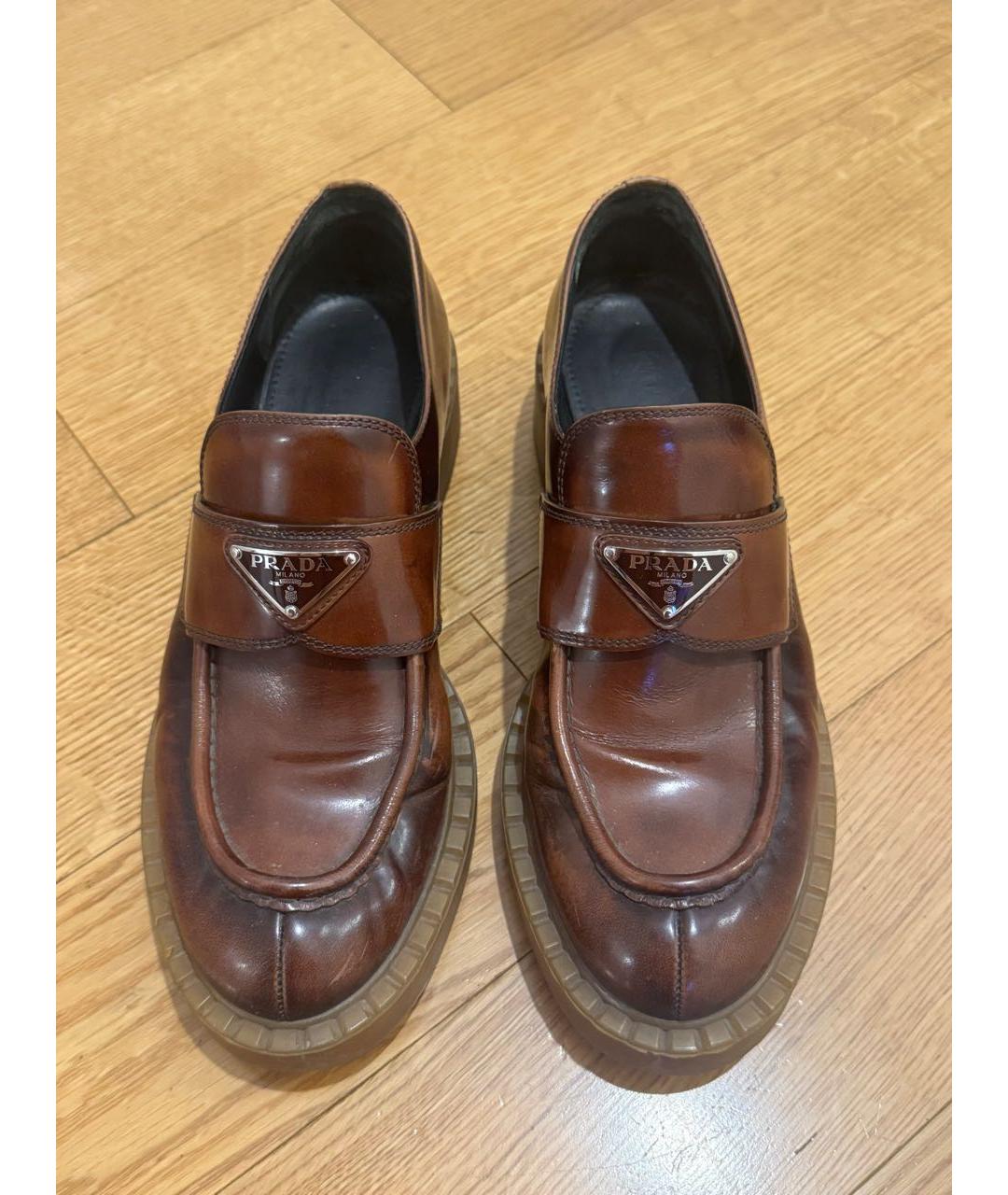 PRADA Коричневые кожаные лоферы, фото 3