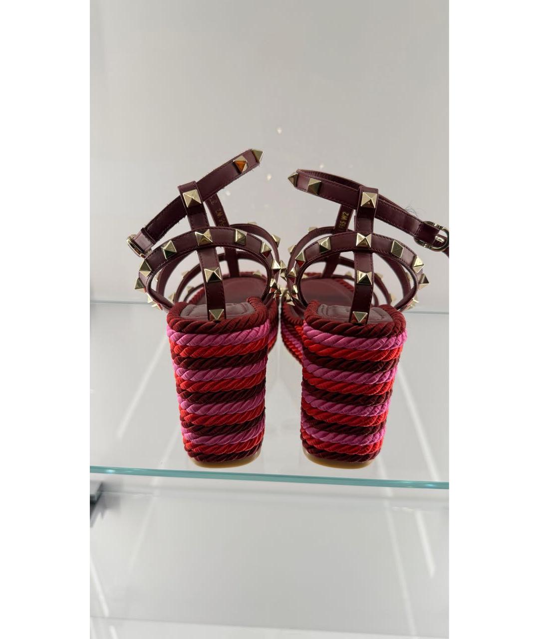 VALENTINO Бордовые кожаные босоножки, фото 4