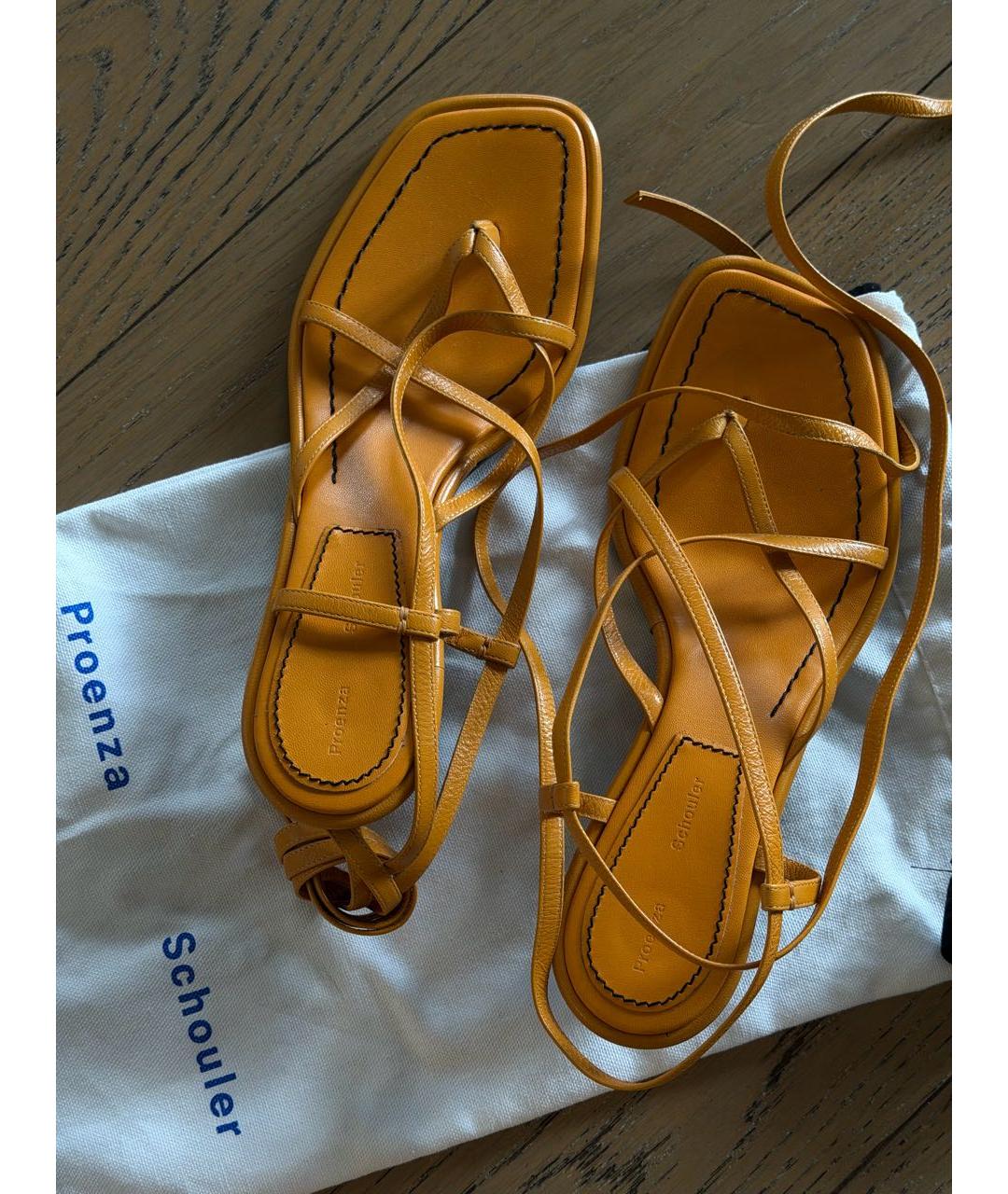 PROENZA SCHOULER Оранжевые кожаные босоножки, фото 3