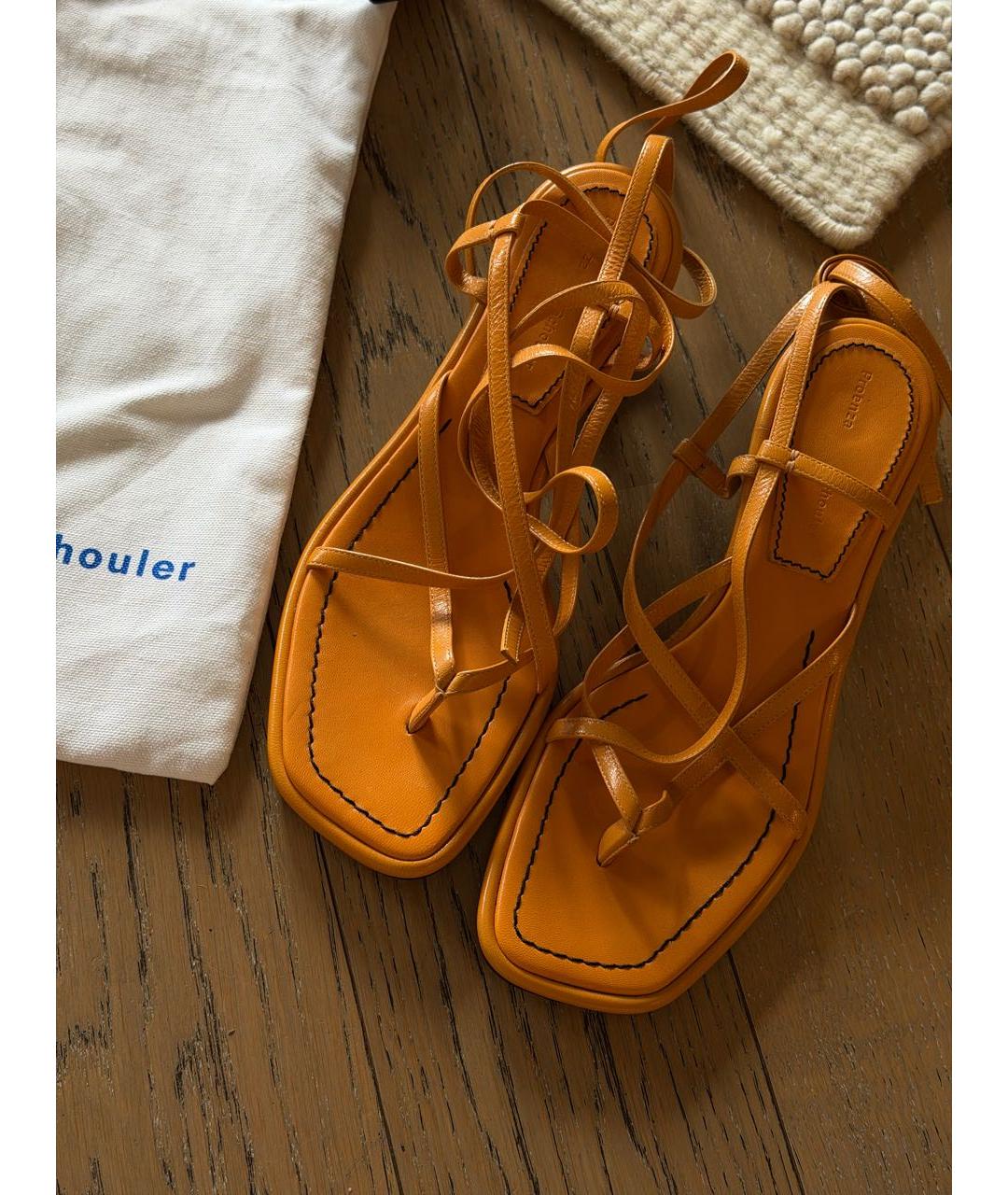 PROENZA SCHOULER Оранжевые кожаные босоножки, фото 5