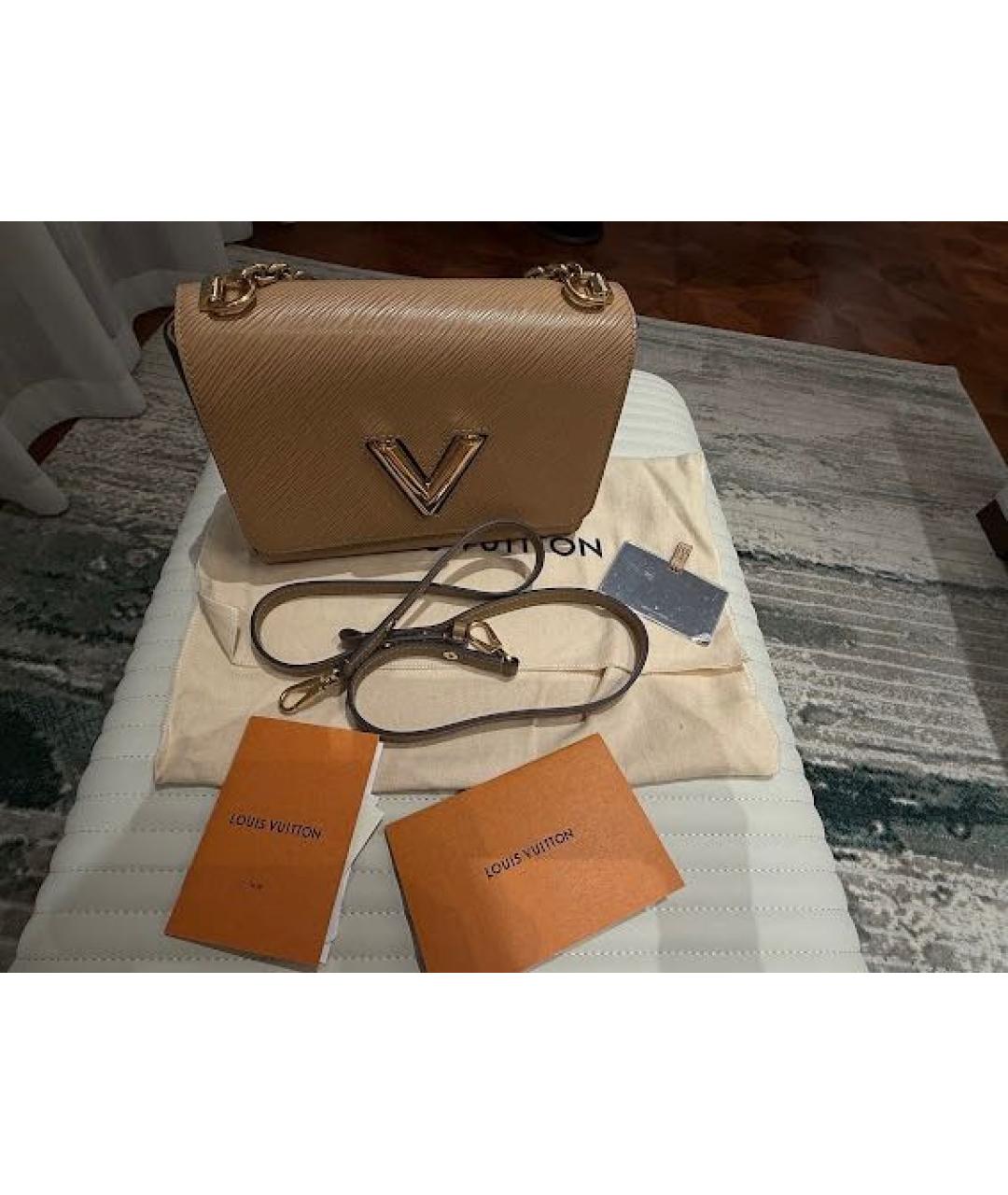 LOUIS VUITTON Бежевая кожаная сумка с короткими ручками, фото 7