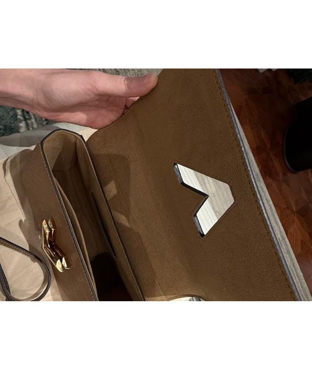 LOUIS VUITTON Бежевая кожаная сумка с короткими ручками, фото 5