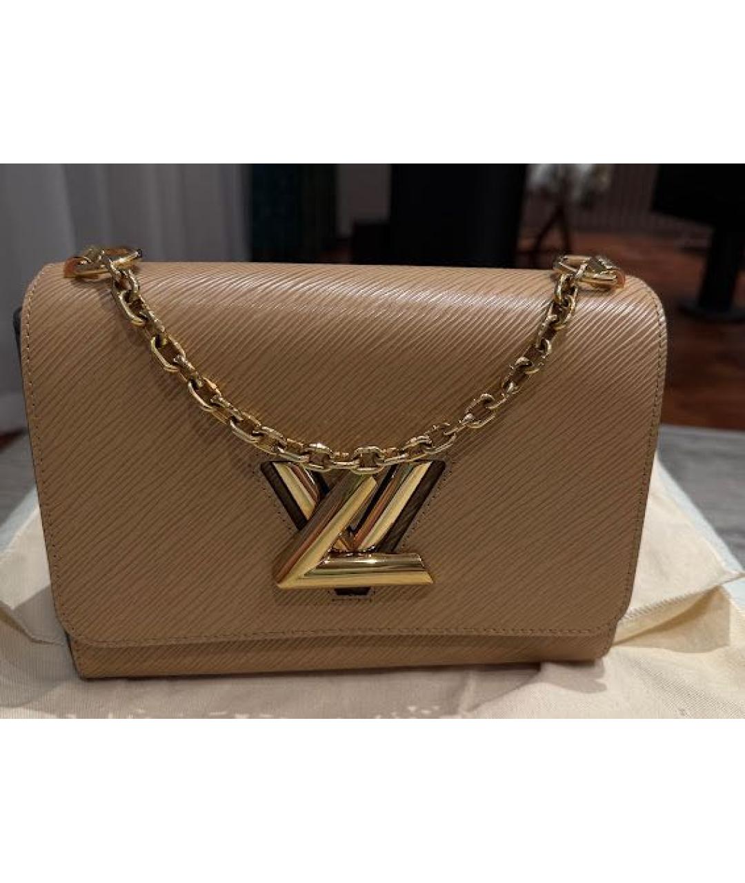 LOUIS VUITTON Бежевая кожаная сумка с короткими ручками, фото 9