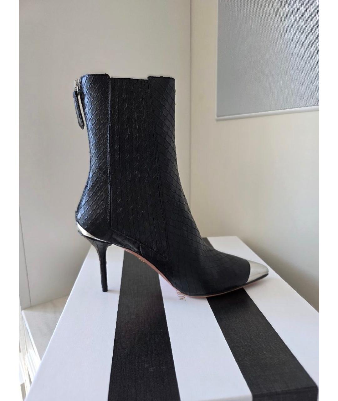 AQUAZZURA Черные кожаные ботильоны, фото 7