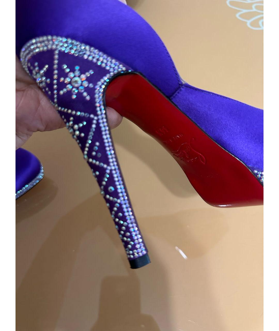 CHRISTIAN LOUBOUTIN Фиолетовые текстильные туфли, фото 2
