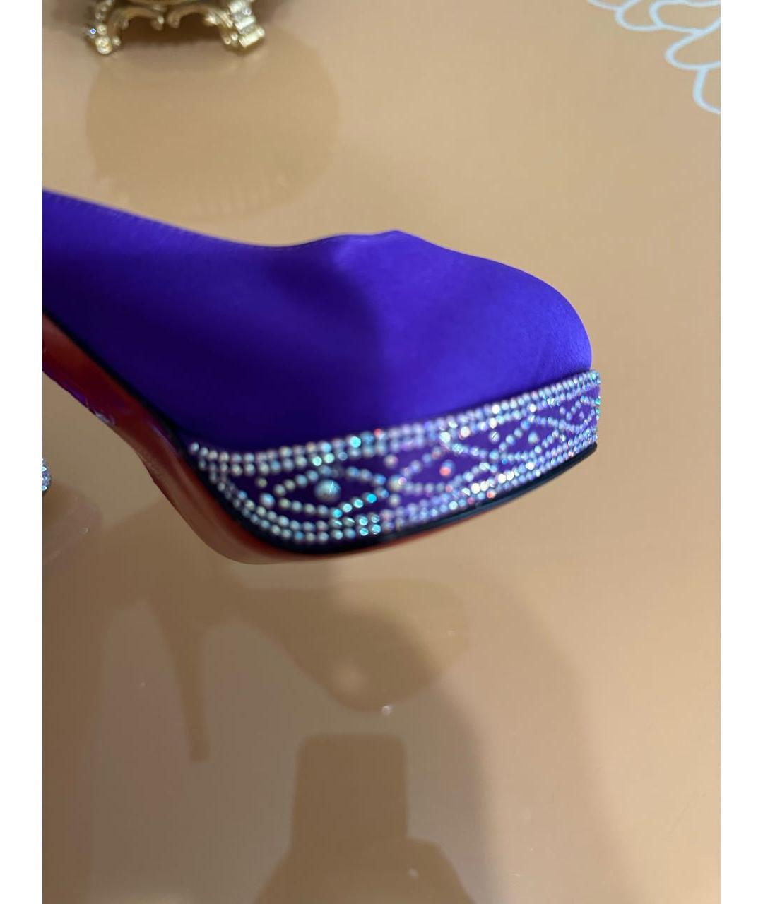 CHRISTIAN LOUBOUTIN Фиолетовые текстильные туфли, фото 3