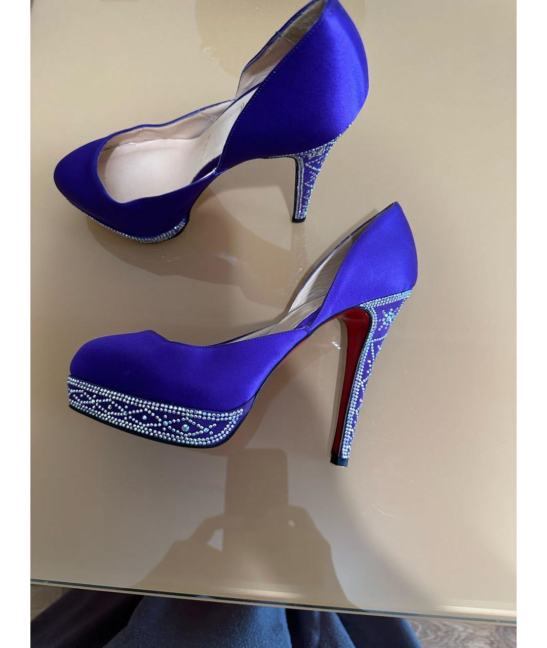 CHRISTIAN LOUBOUTIN Фиолетовые текстильные туфли, фото 6