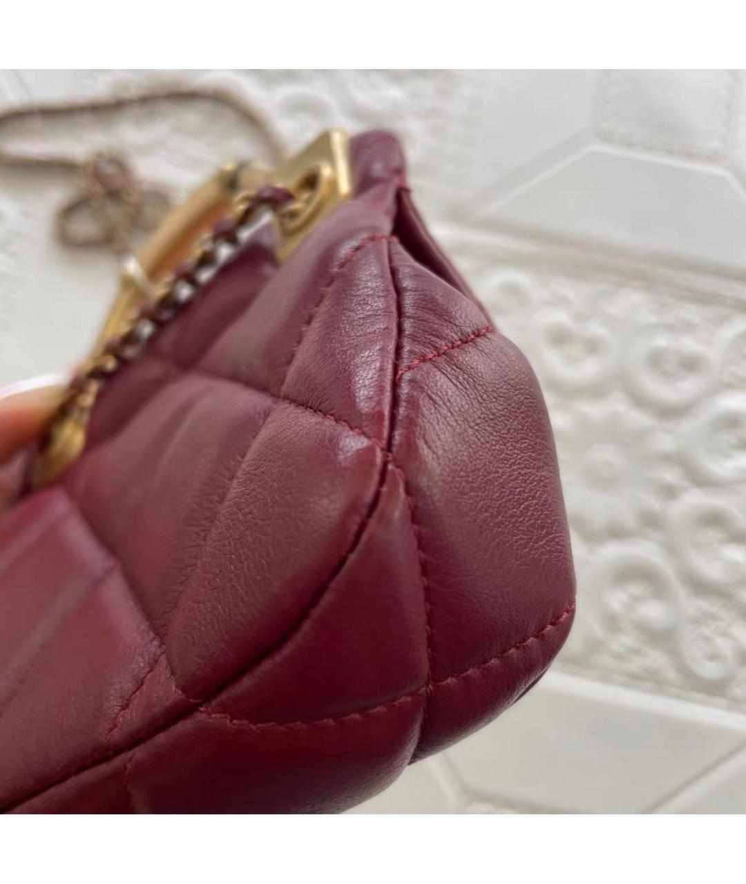CHANEL Бордовая кожаная сумка через плечо, фото 7