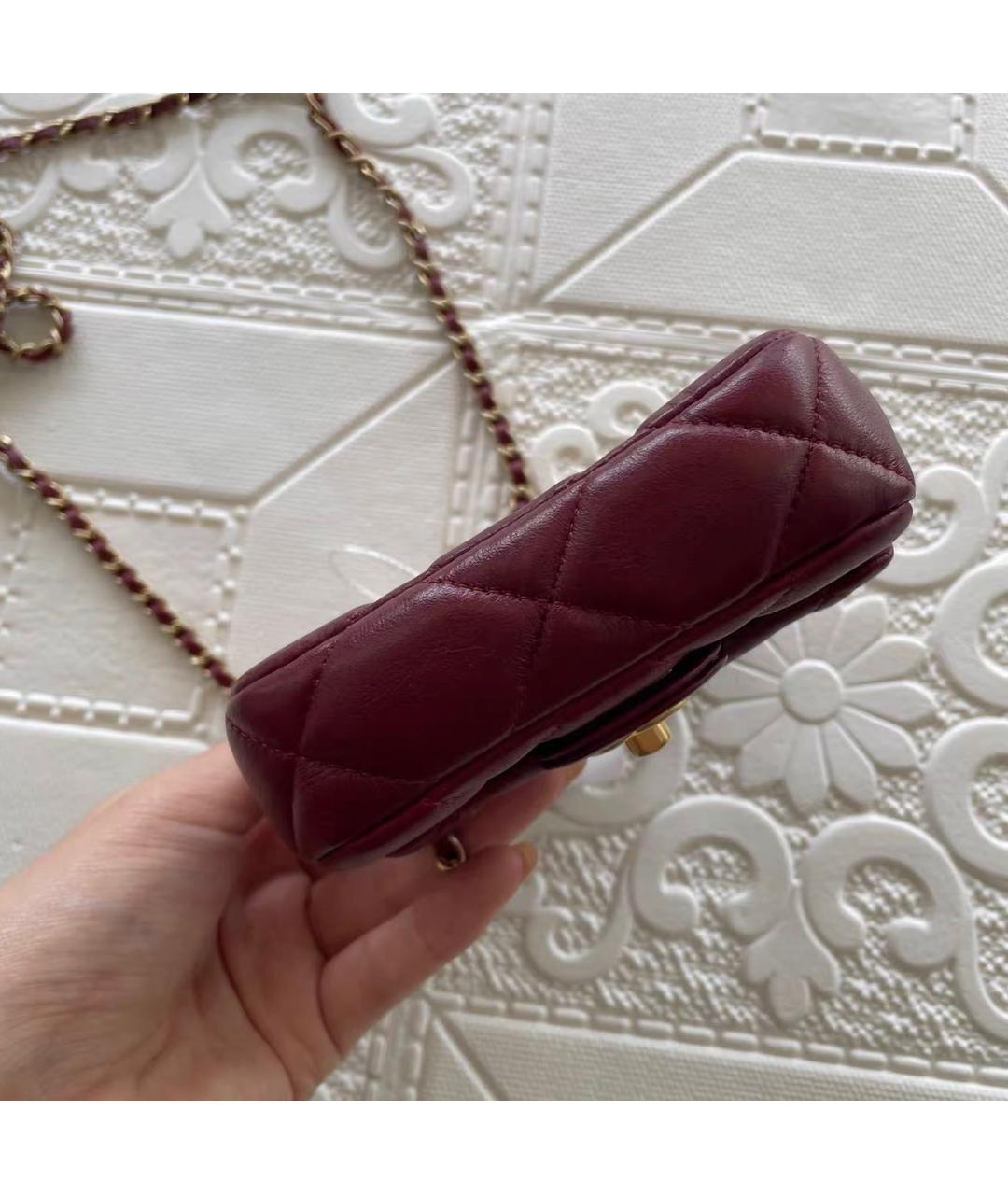 CHANEL Бордовая кожаная сумка через плечо, фото 5