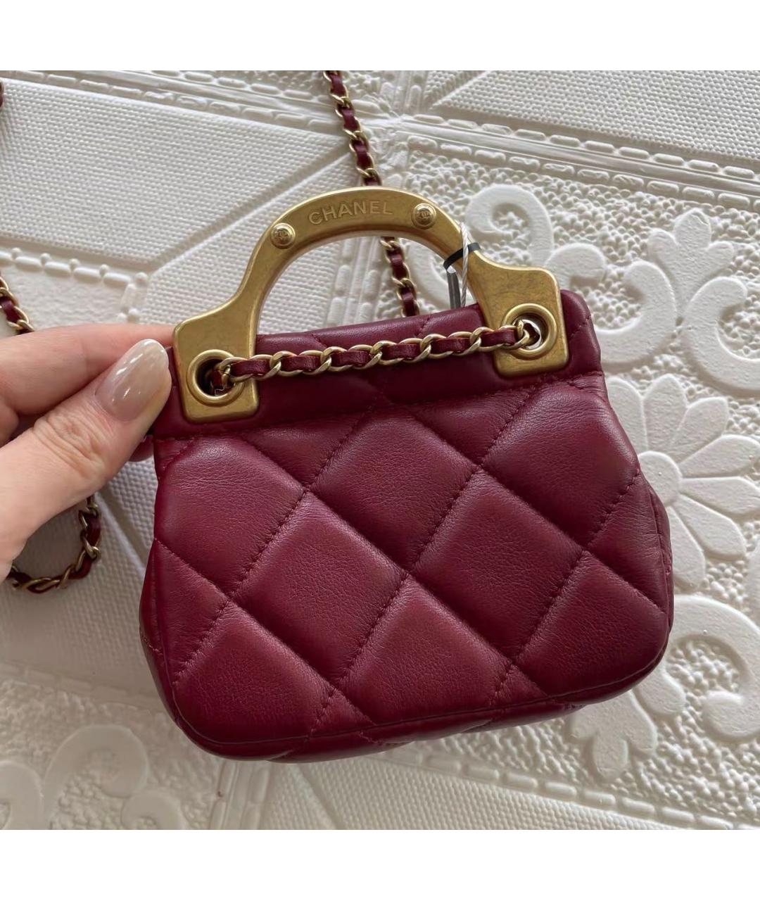 CHANEL Бордовая кожаная сумка через плечо, фото 4