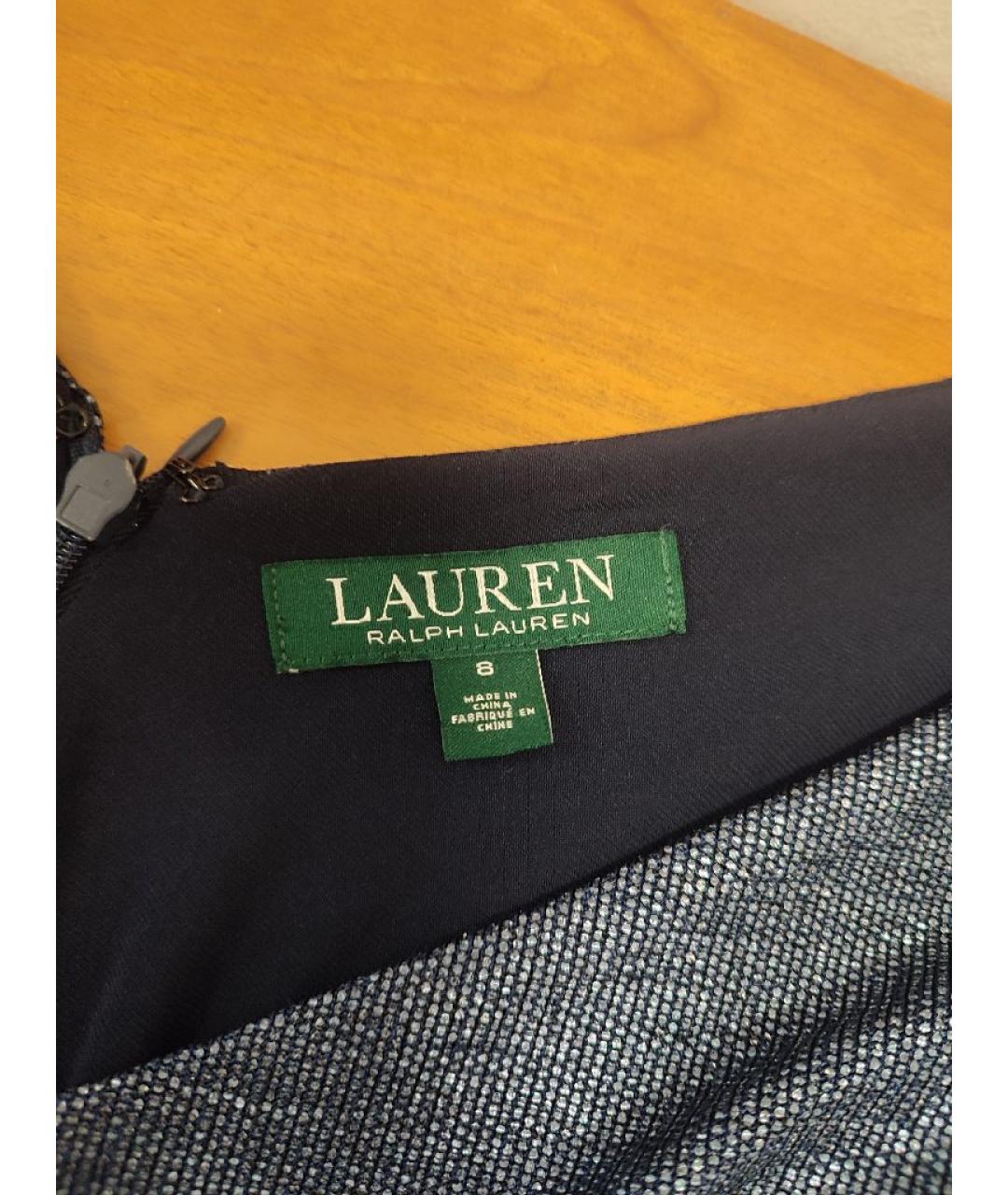 RALPH LAUREN Синее полиэстеровое коктейльное платье, фото 3