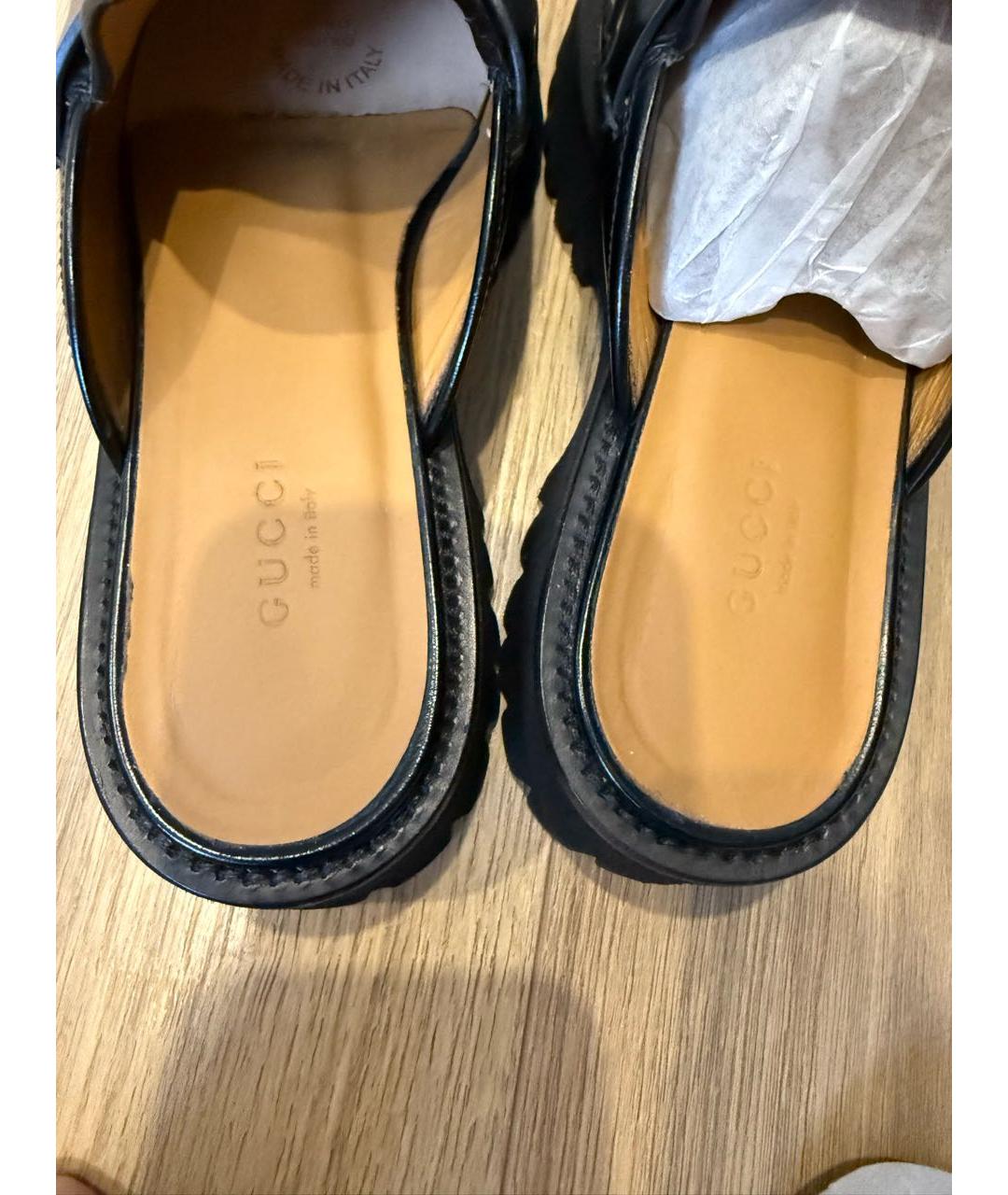 GUCCI Черные кожаные сабо, фото 3