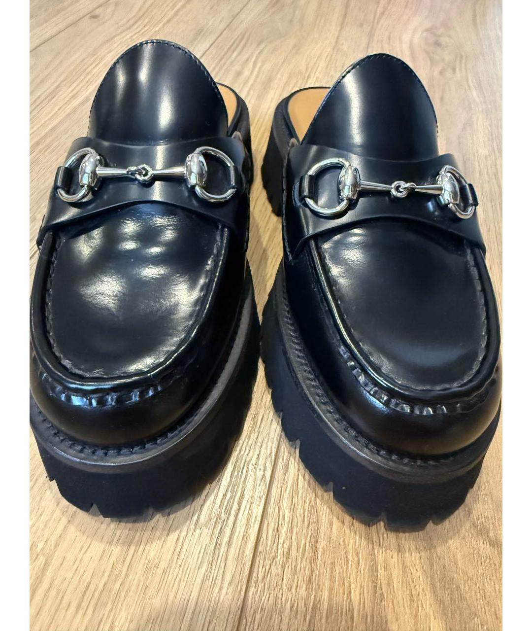 GUCCI Черные кожаные сабо, фото 2