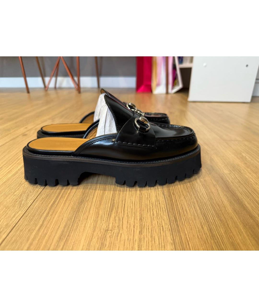 GUCCI Черные кожаные сабо, фото 9