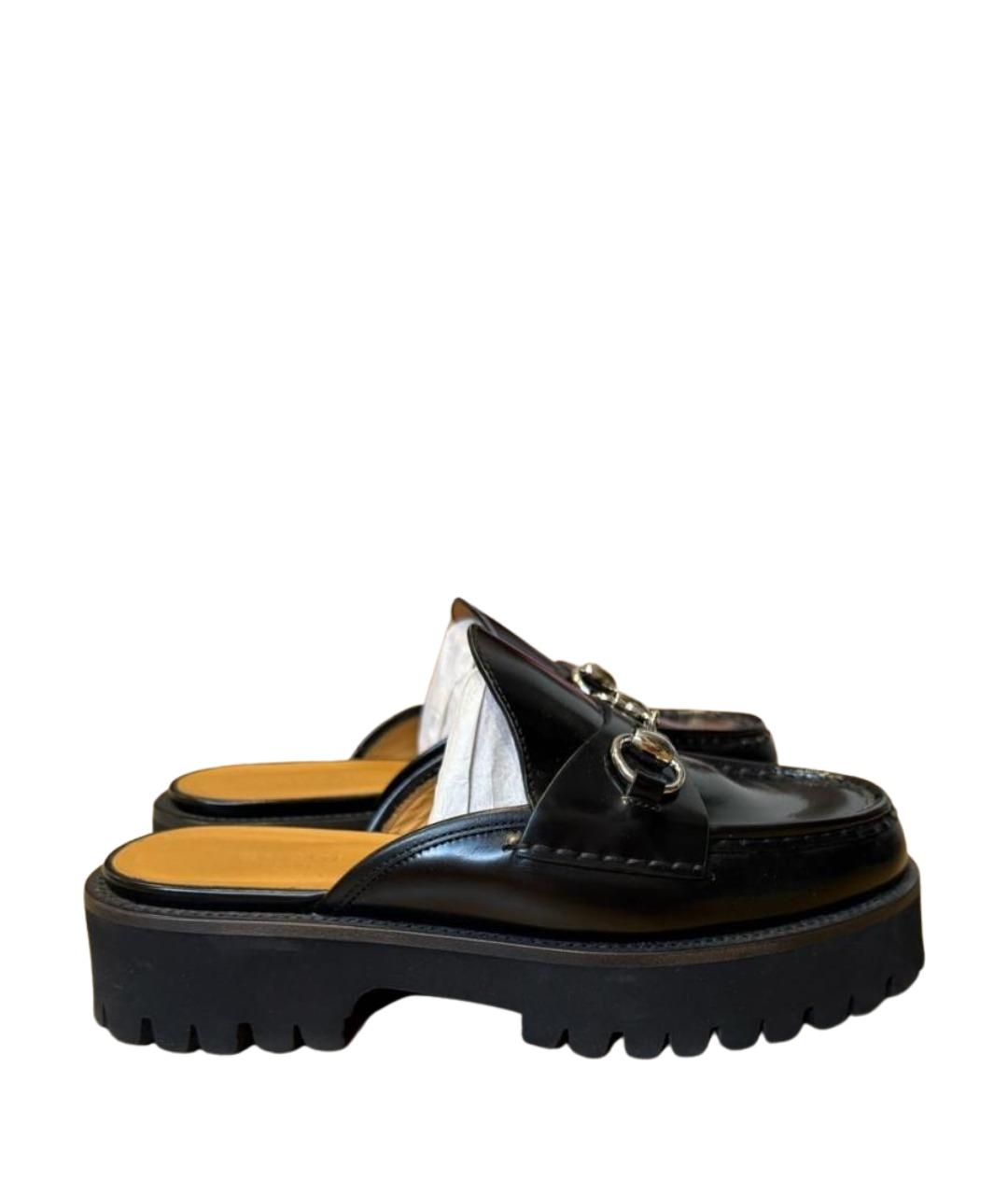 GUCCI Черные кожаные сабо, фото 1