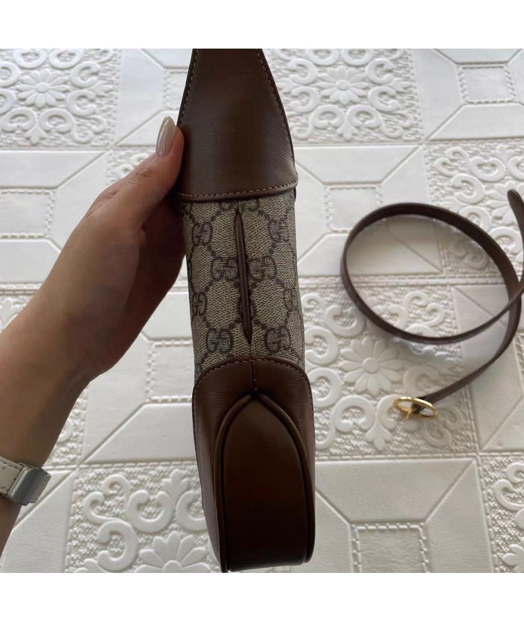 GUCCI Коричневая кожаная сумка через плечо, фото 3