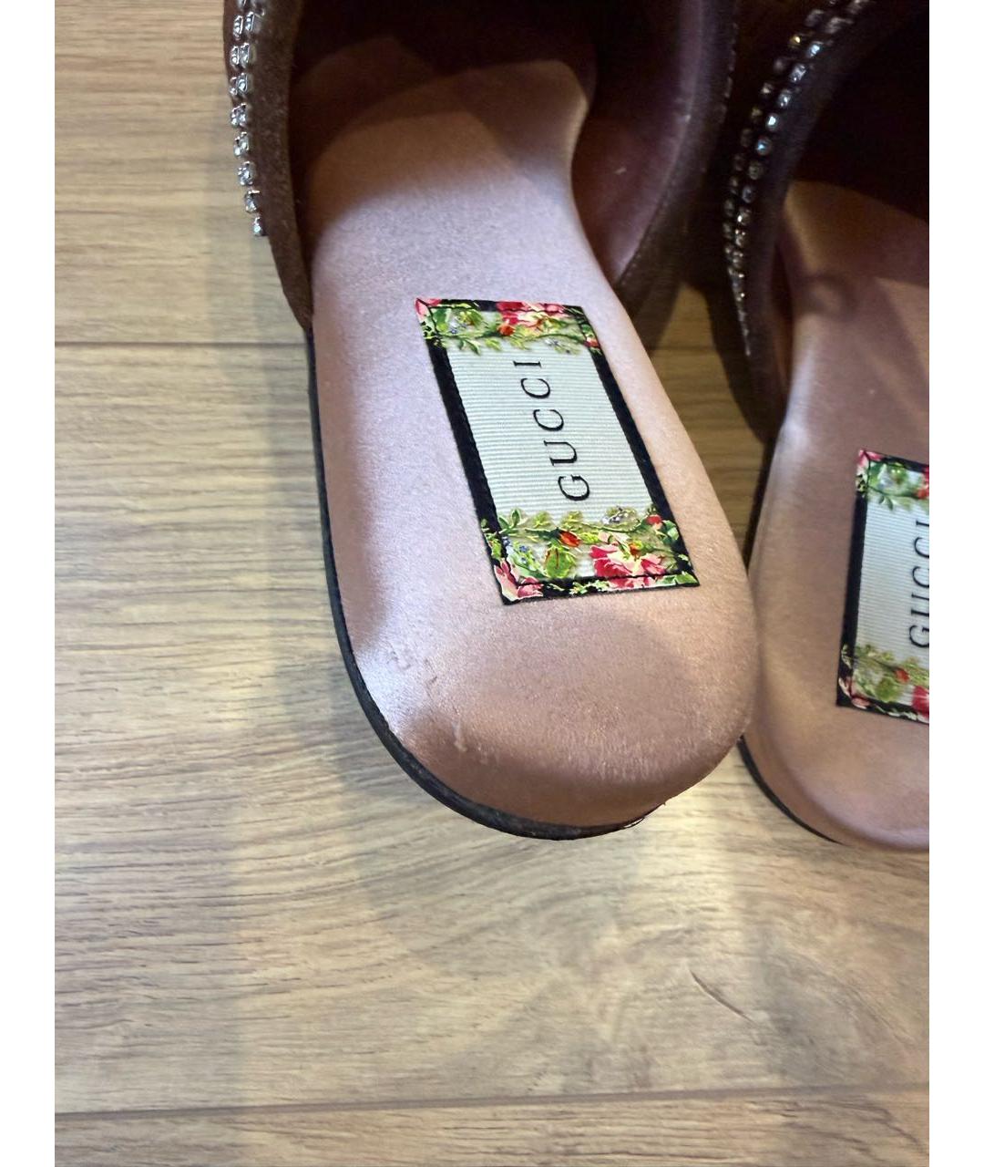 GUCCI Коричневые бархатные сабо, фото 7