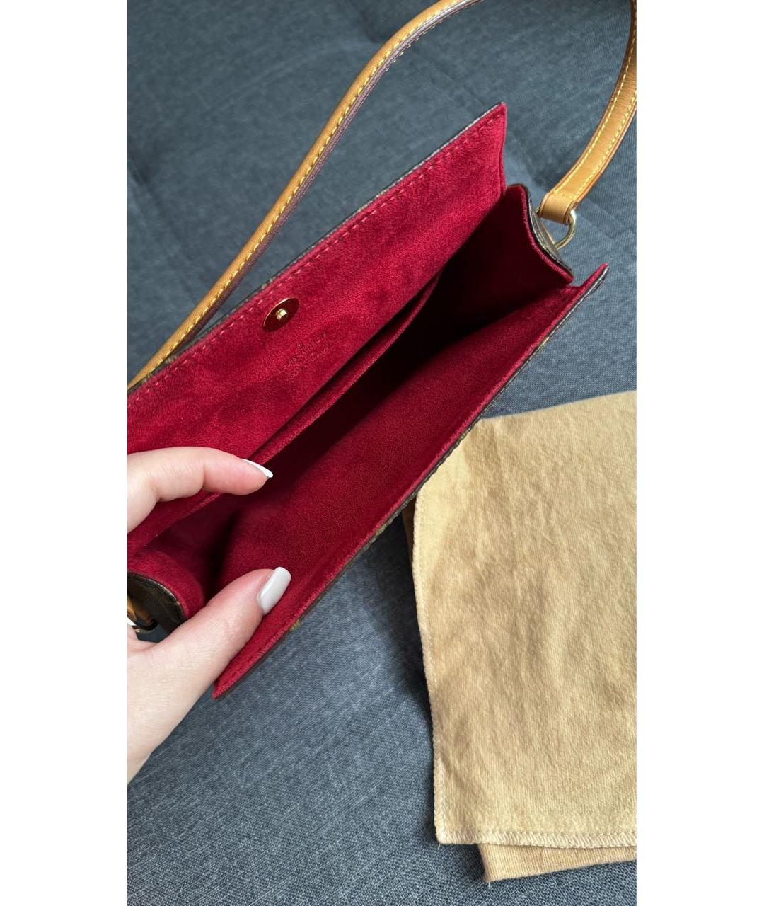 LOUIS VUITTON Коричневая кожаная сумка с короткими ручками, фото 4