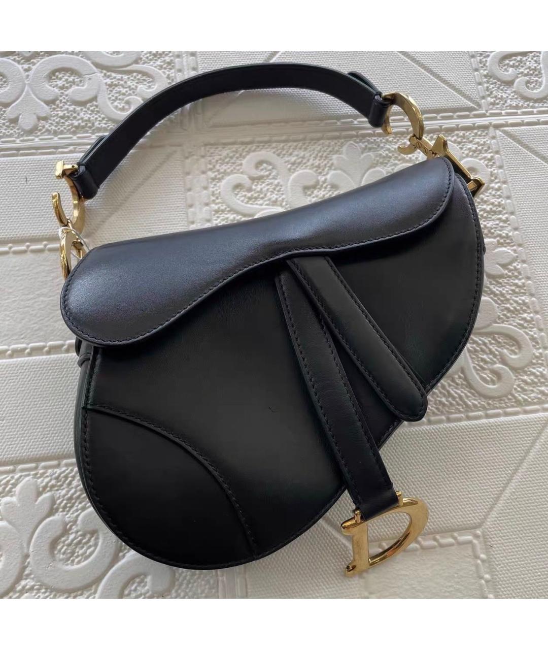CHRISTIAN DIOR Черная кожаная сумка с короткими ручками, фото 8