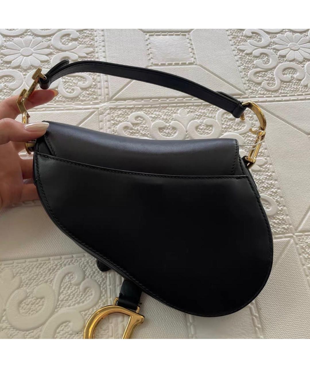 CHRISTIAN DIOR Черная кожаная сумка с короткими ручками, фото 4
