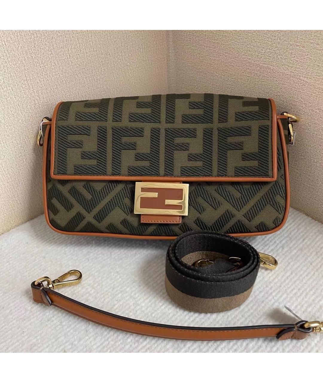 FENDI Коричневая сумка через плечо из канвы, фото 8