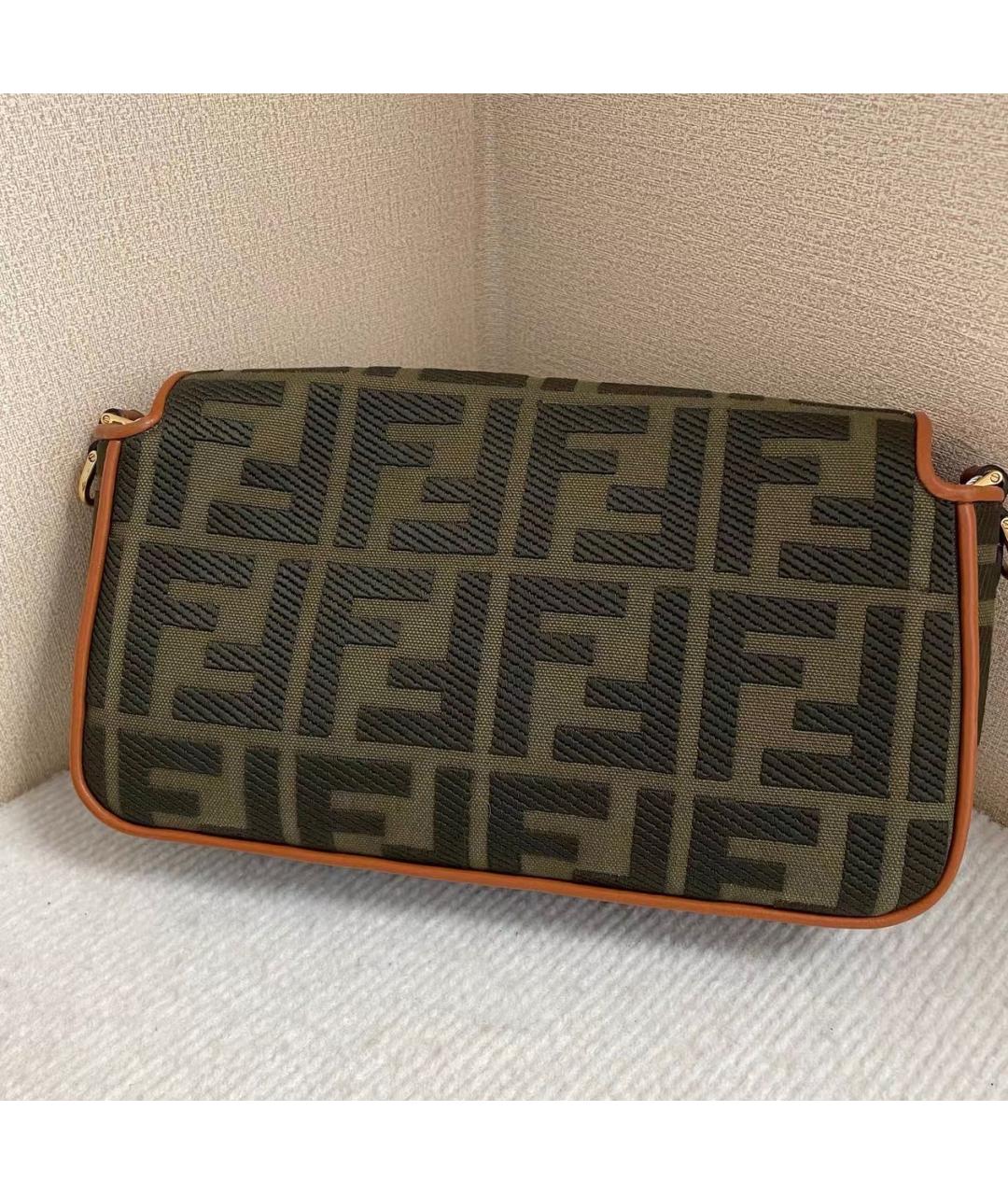 FENDI Коричневая сумка через плечо из канвы, фото 4