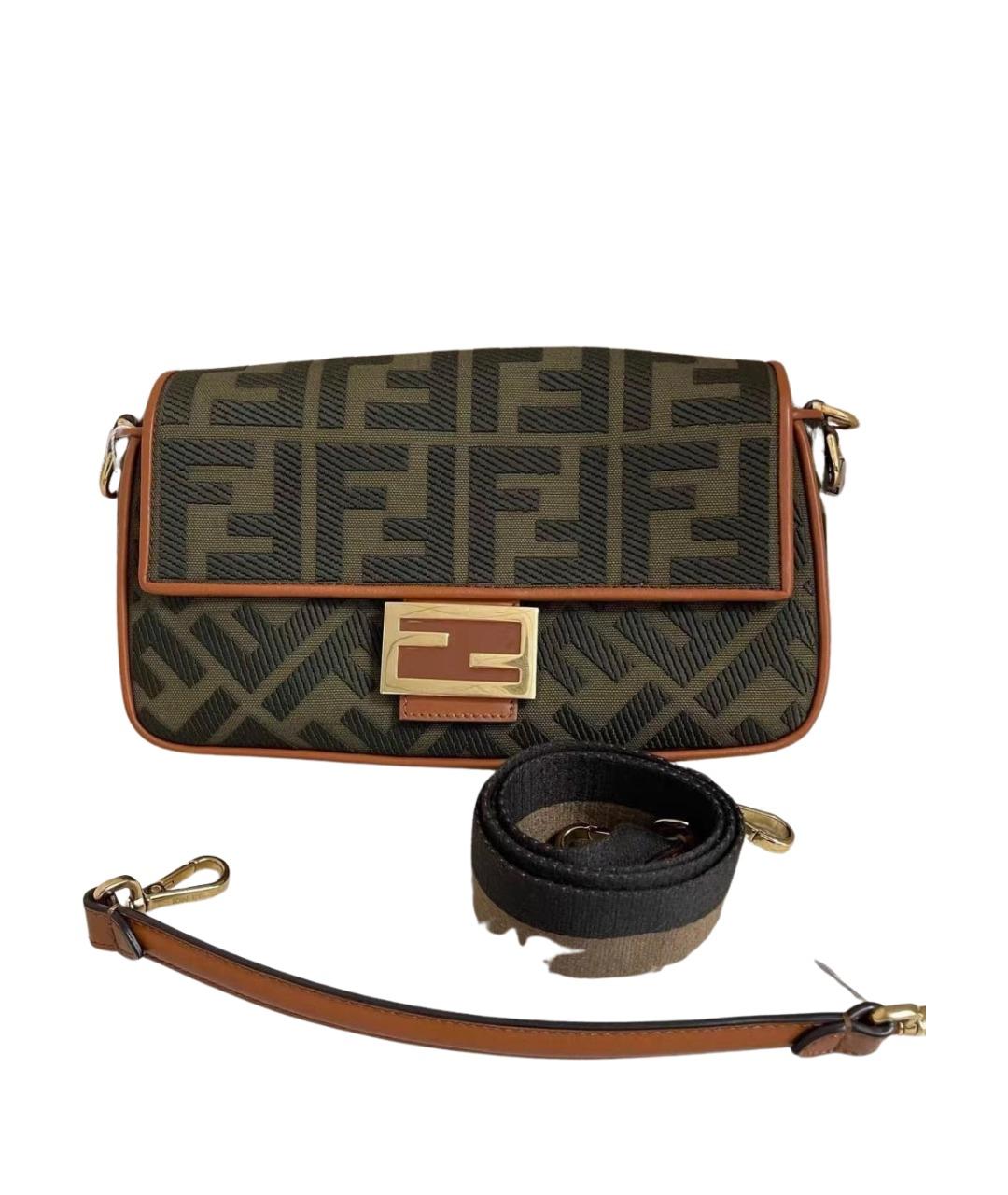 FENDI Коричневая сумка через плечо из канвы, фото 1