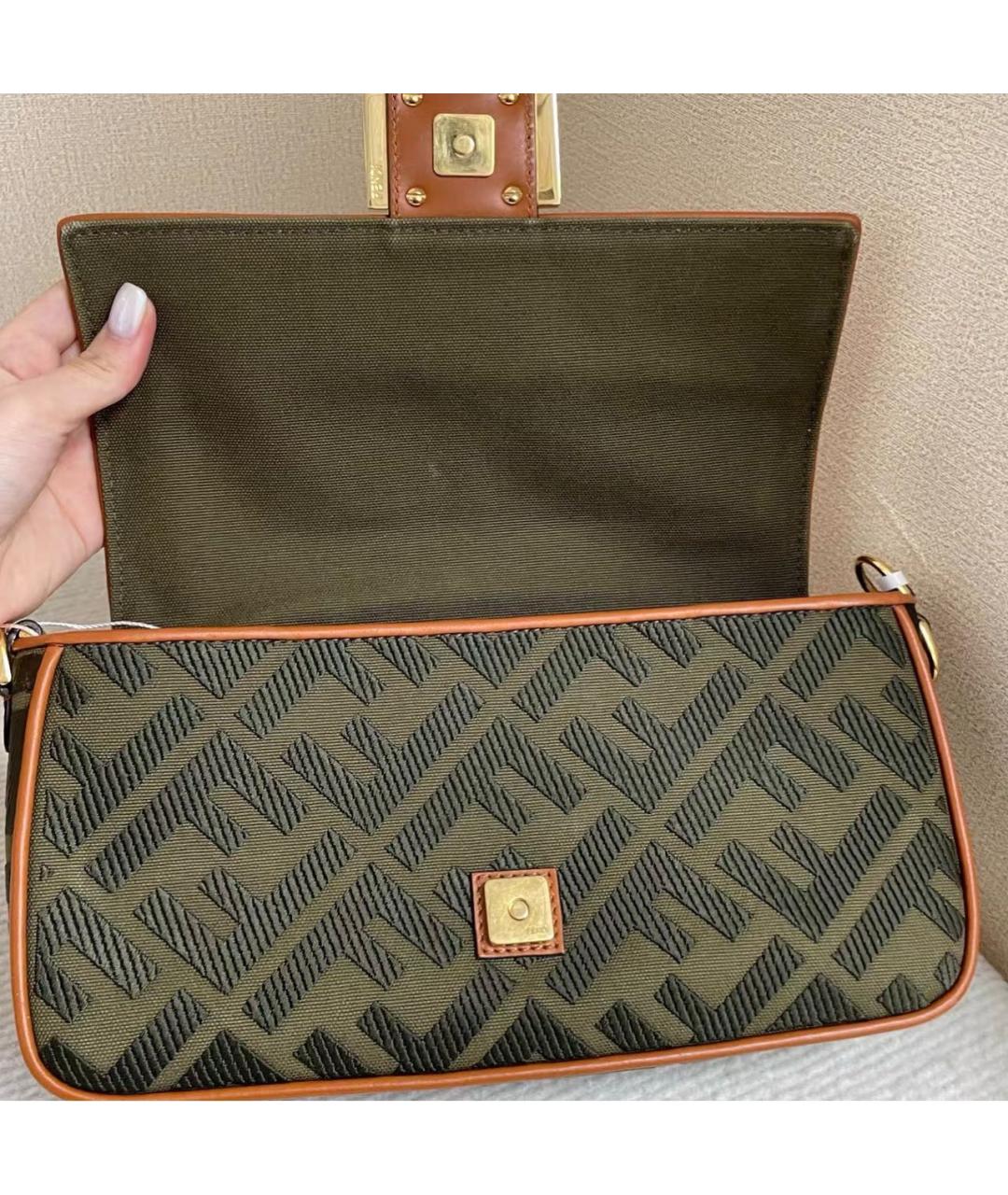FENDI Коричневая сумка через плечо из канвы, фото 6