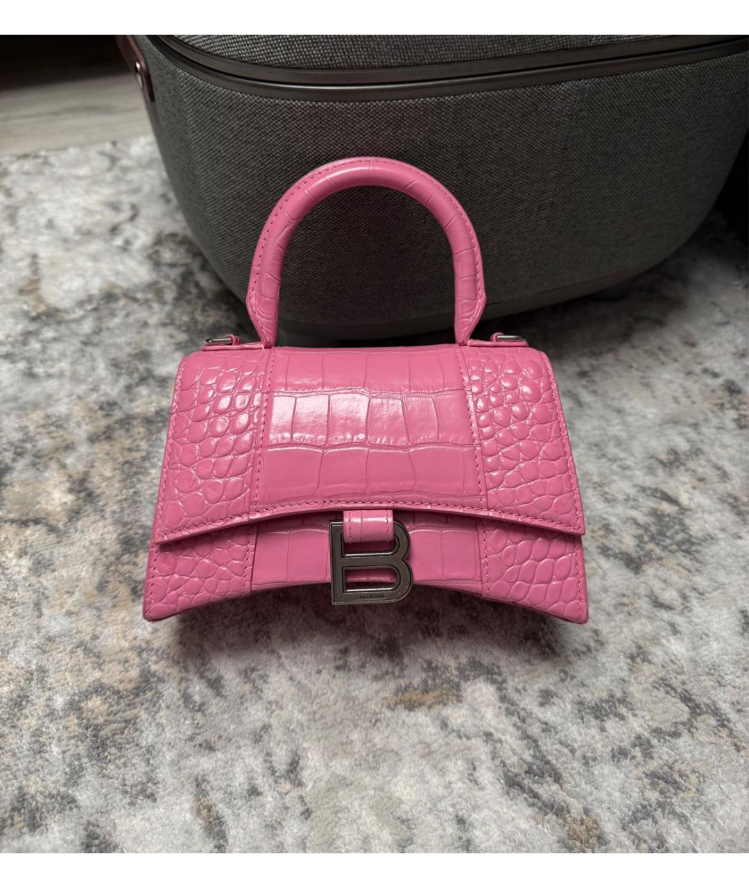 BALENCIAGA Розовая кожаная сумка с короткими ручками, фото 5