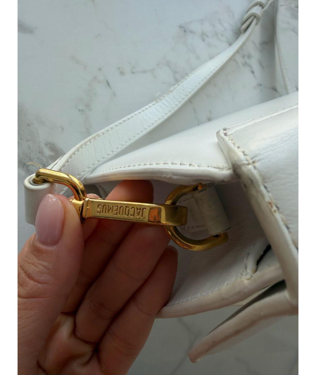 JACQUEMUS Белая кожаная сумка через плечо, фото 4