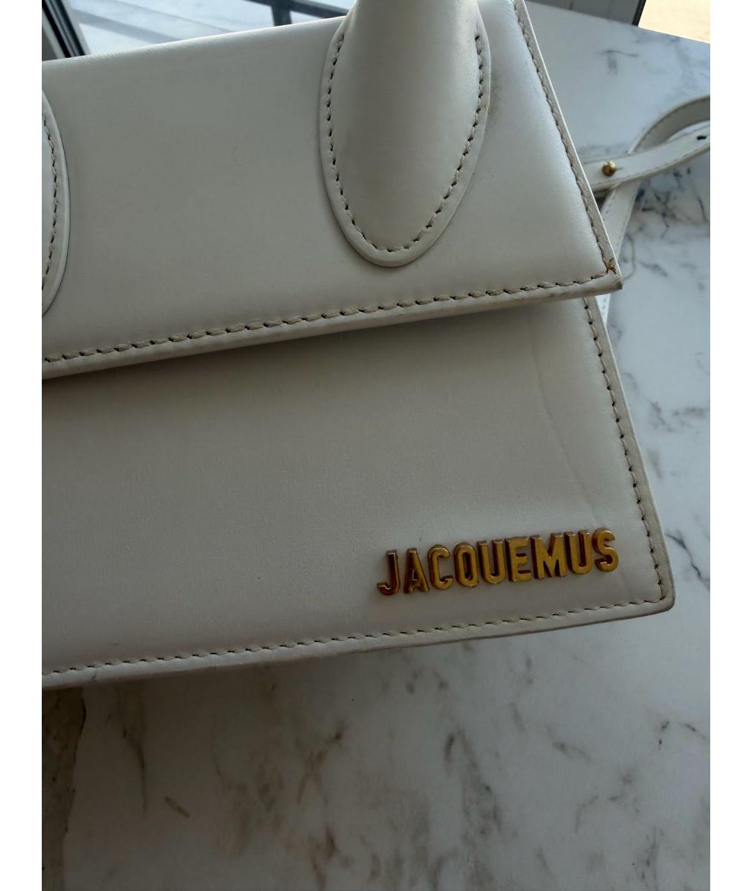 JACQUEMUS Белая кожаная сумка через плечо, фото 2