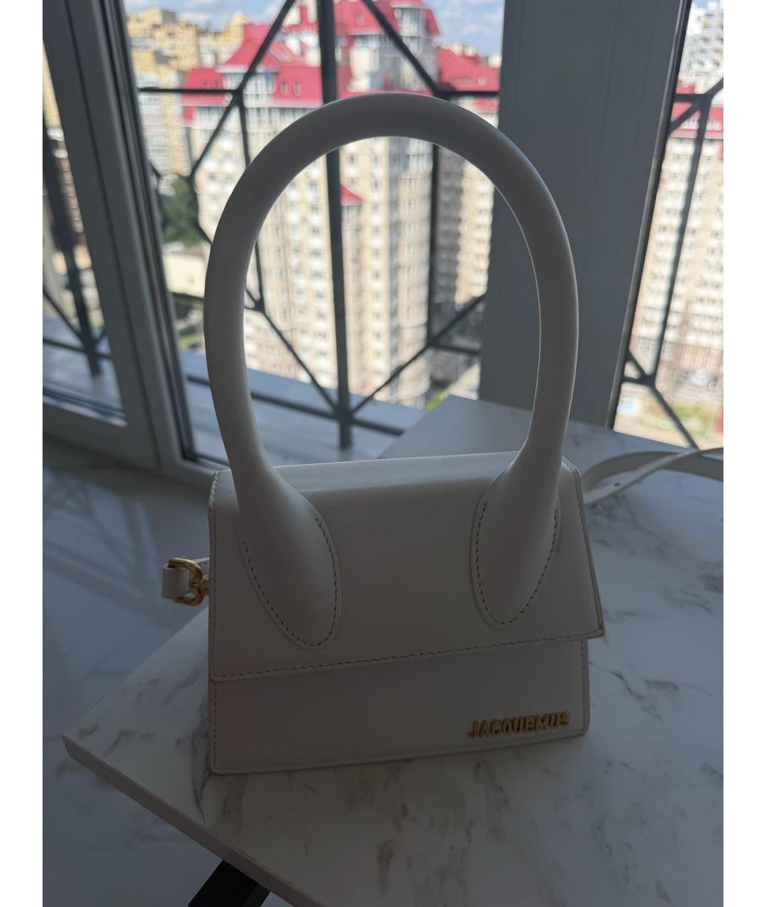 JACQUEMUS Белая кожаная сумка через плечо, фото 5