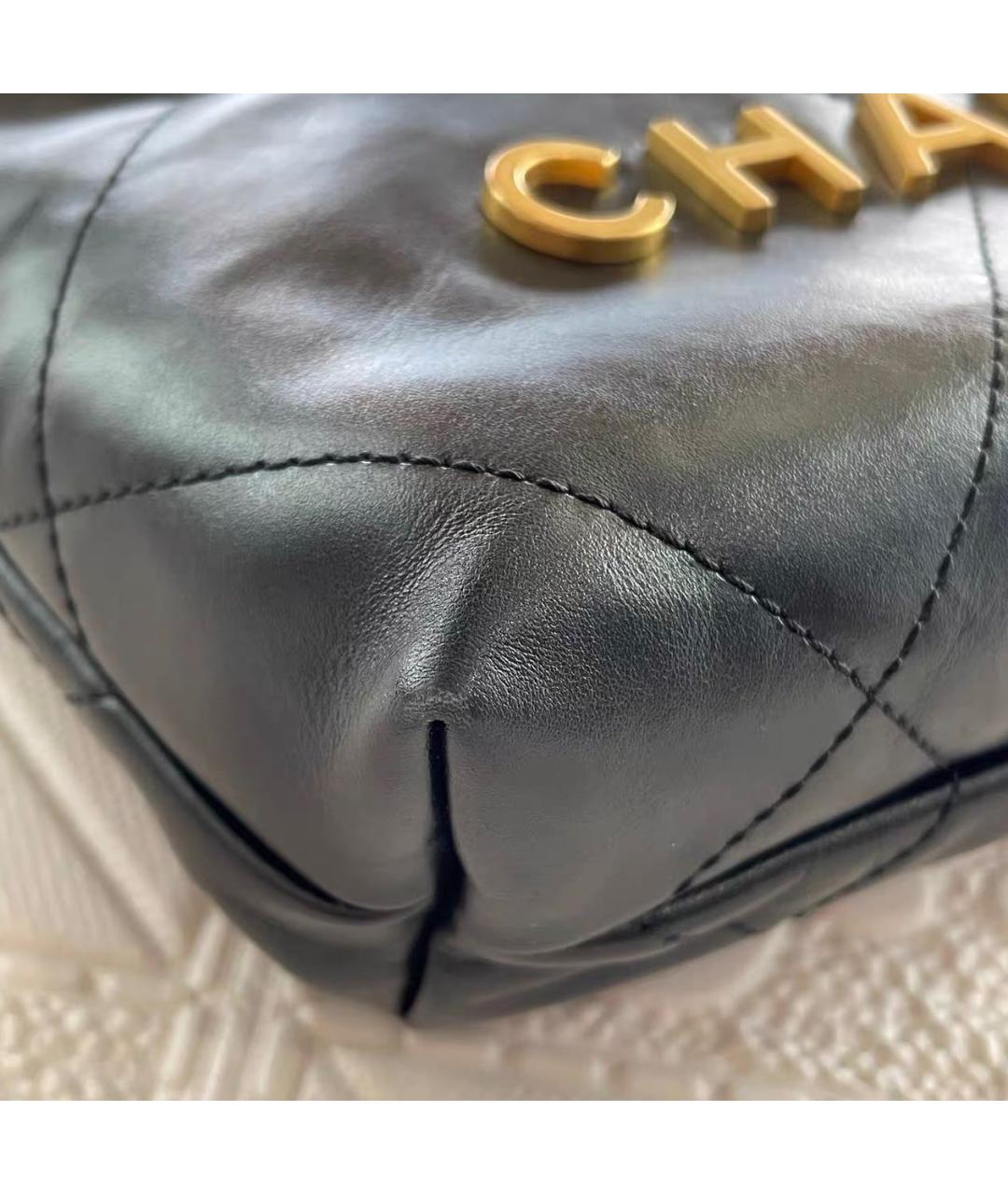CHANEL Черная кожаная сумка тоут, фото 8