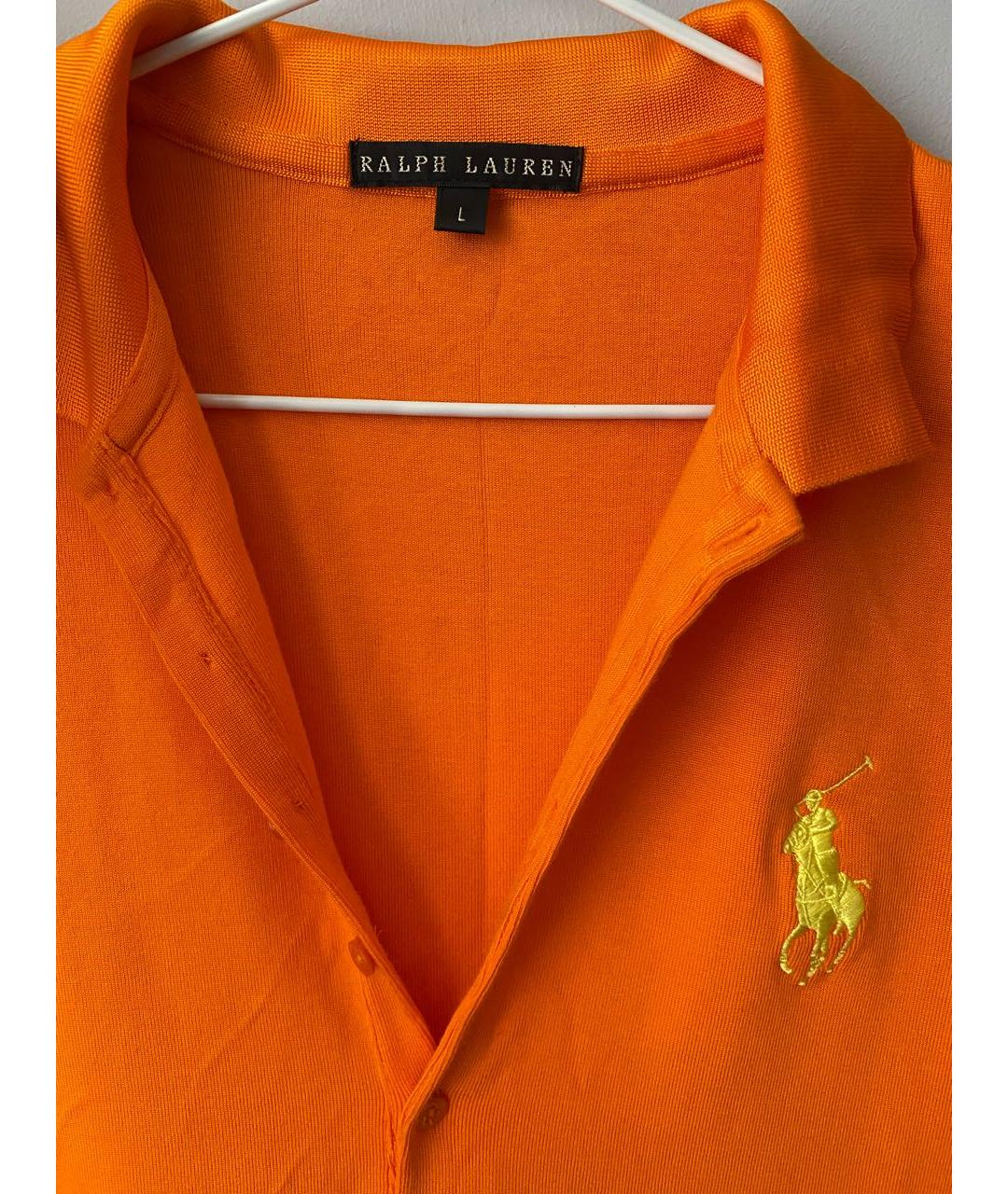 RALPH LAUREN Оранжевое хлопко-эластановое повседневное платье, фото 4