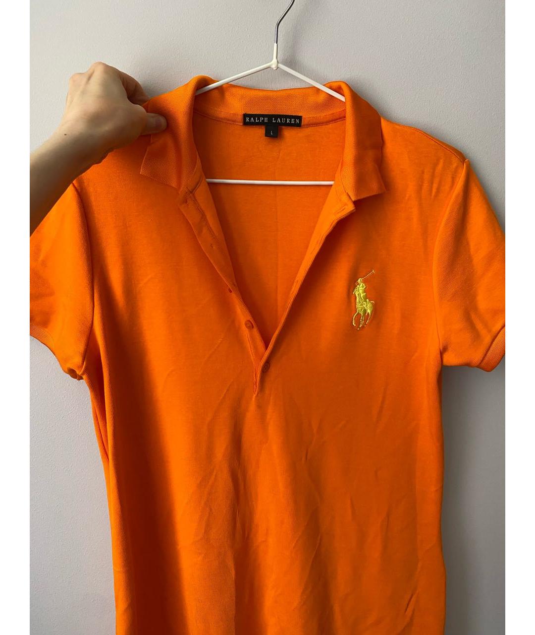RALPH LAUREN Оранжевое хлопко-эластановое повседневное платье, фото 2