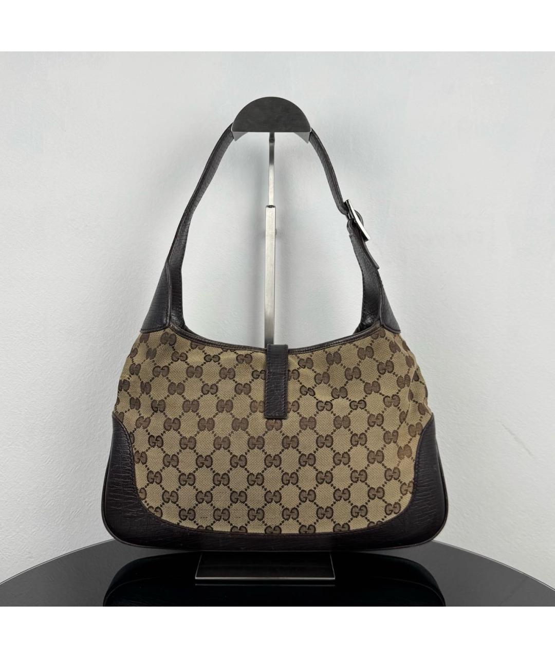 GUCCI Коричневая сумка с короткими ручками из канвы, фото 2