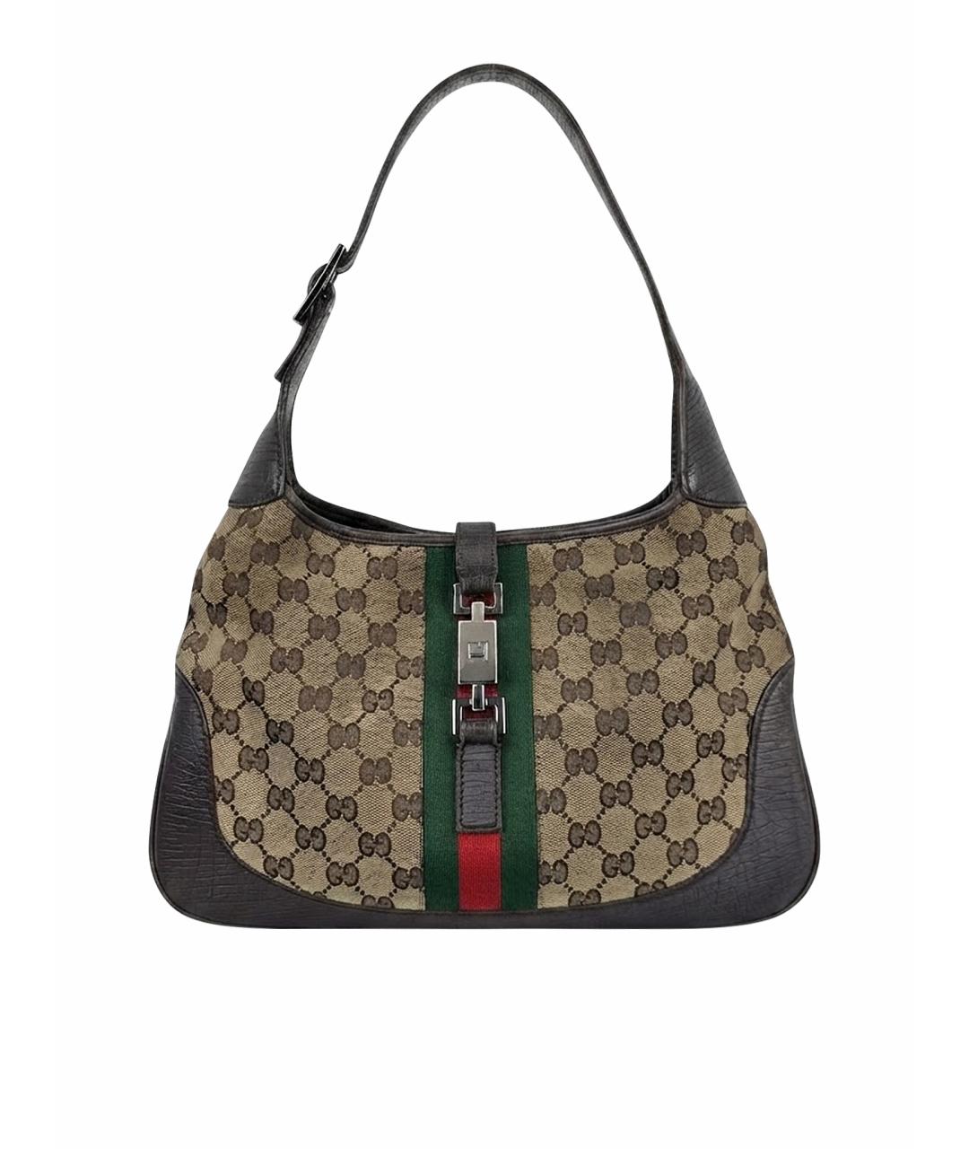 GUCCI Коричневая сумка с короткими ручками из канвы, фото 9