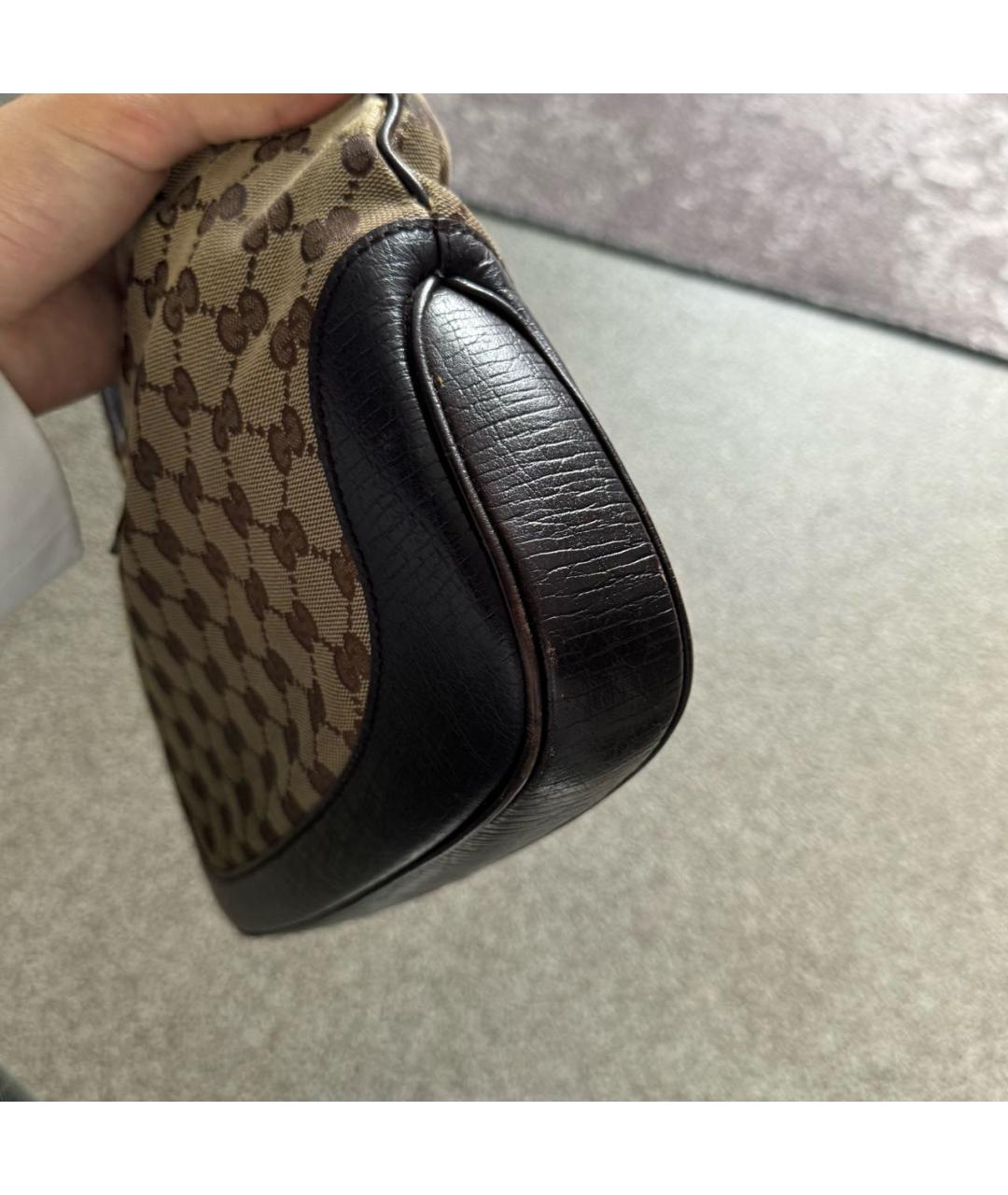 GUCCI Коричневая сумка с короткими ручками из канвы, фото 7