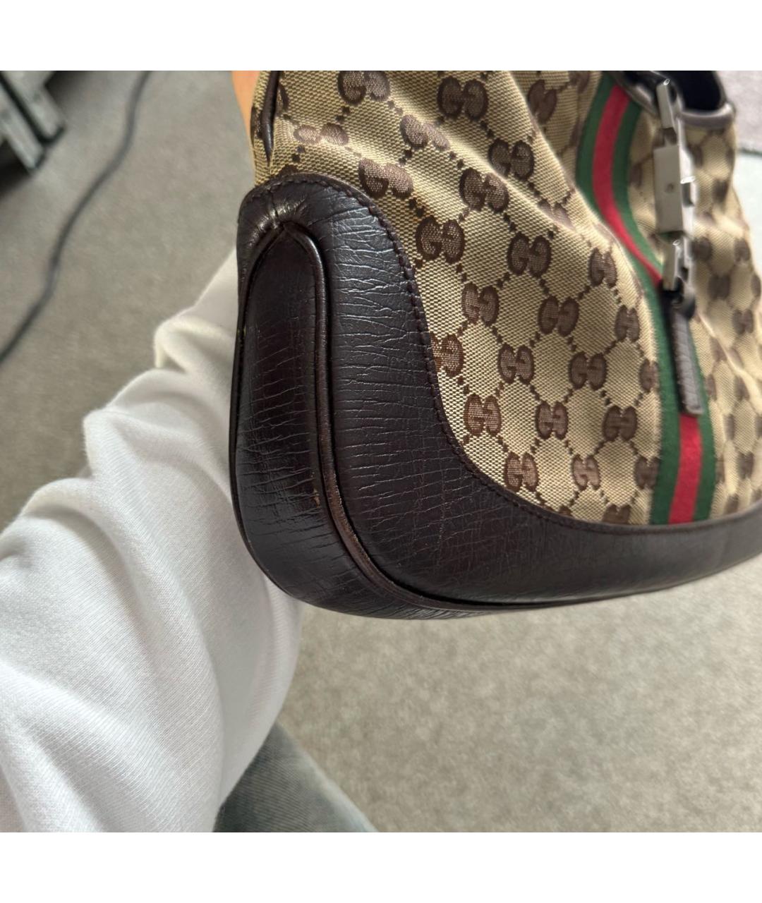 GUCCI Коричневая сумка с короткими ручками из канвы, фото 8