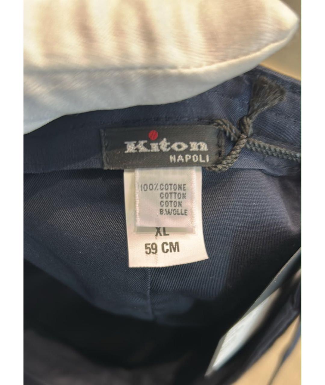 KITON Темно-синяя хлопковая кепка/бейсболка, фото 3